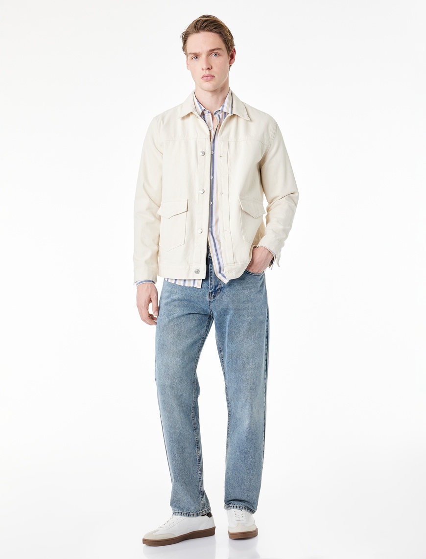 Koton Erkek Pamuklu Normal Bel Vintage Straight Jean Pantolon