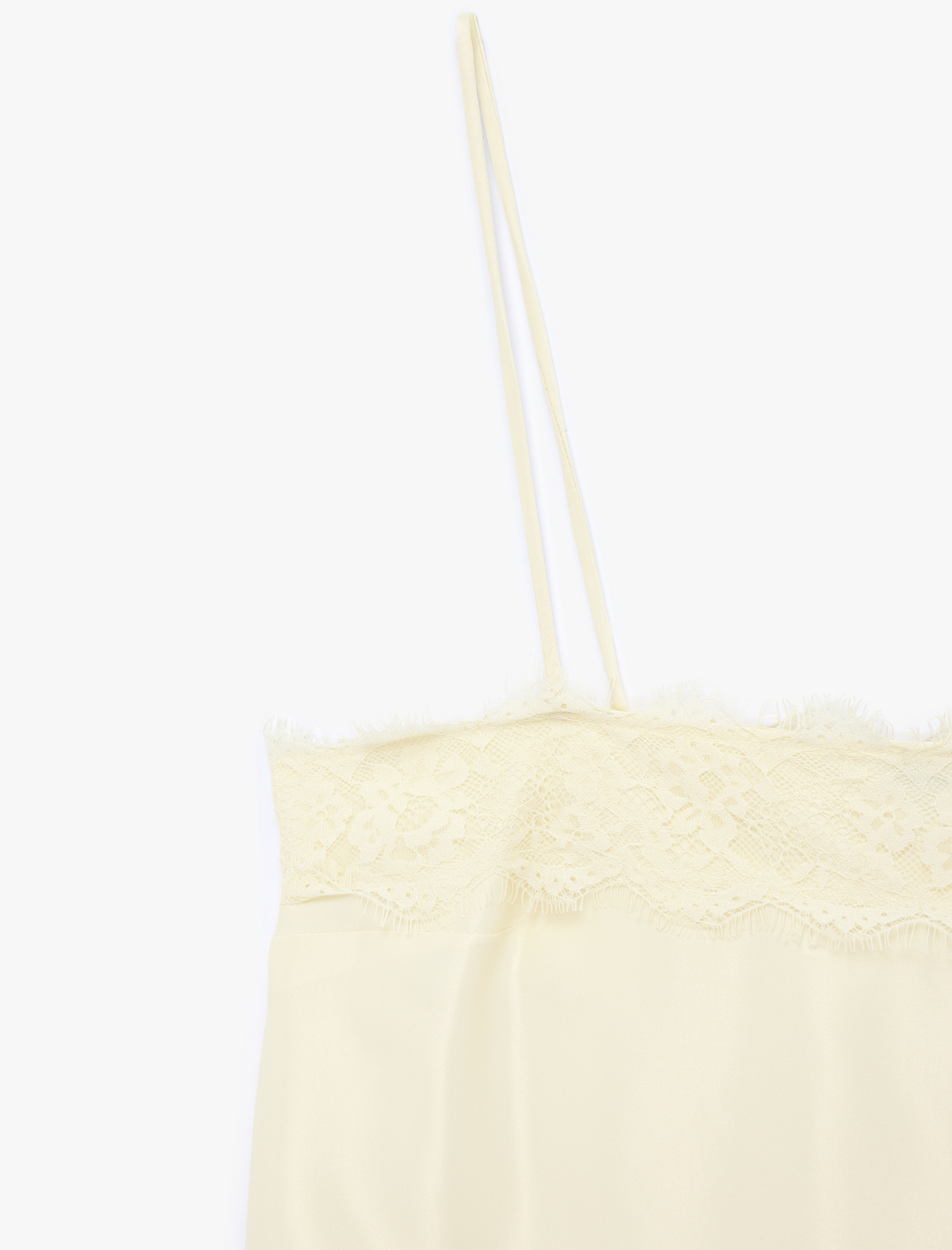   Dantel Detaylı İnce Askılı Saten Bluz