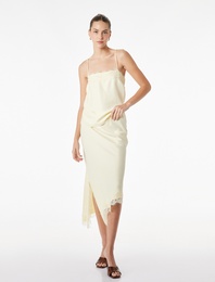 Dantel Detaylı İnce Askılı Saten Bluz