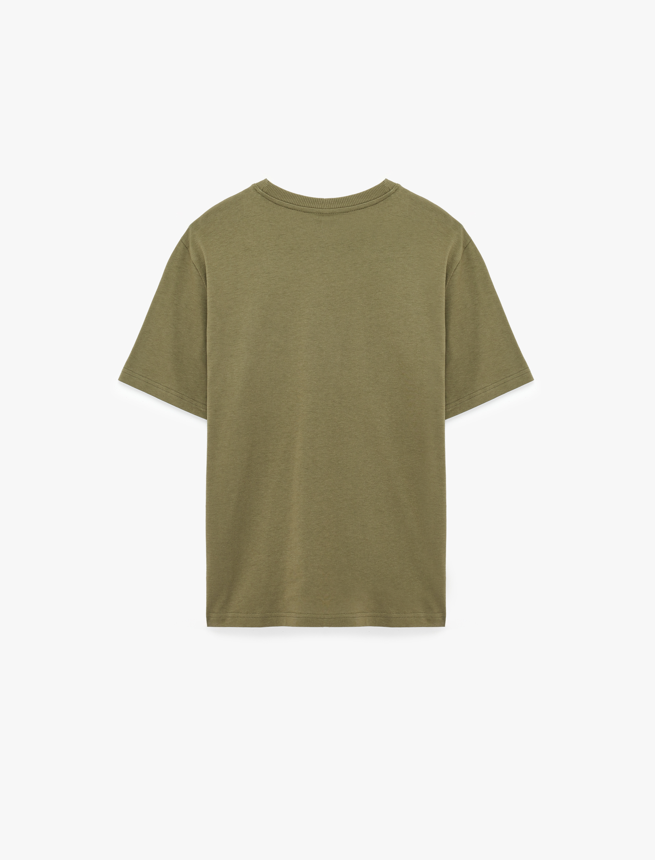   Regular Fit Kısa Kollu Pamuklu Bisiklet Yaka Baskılı Tişört