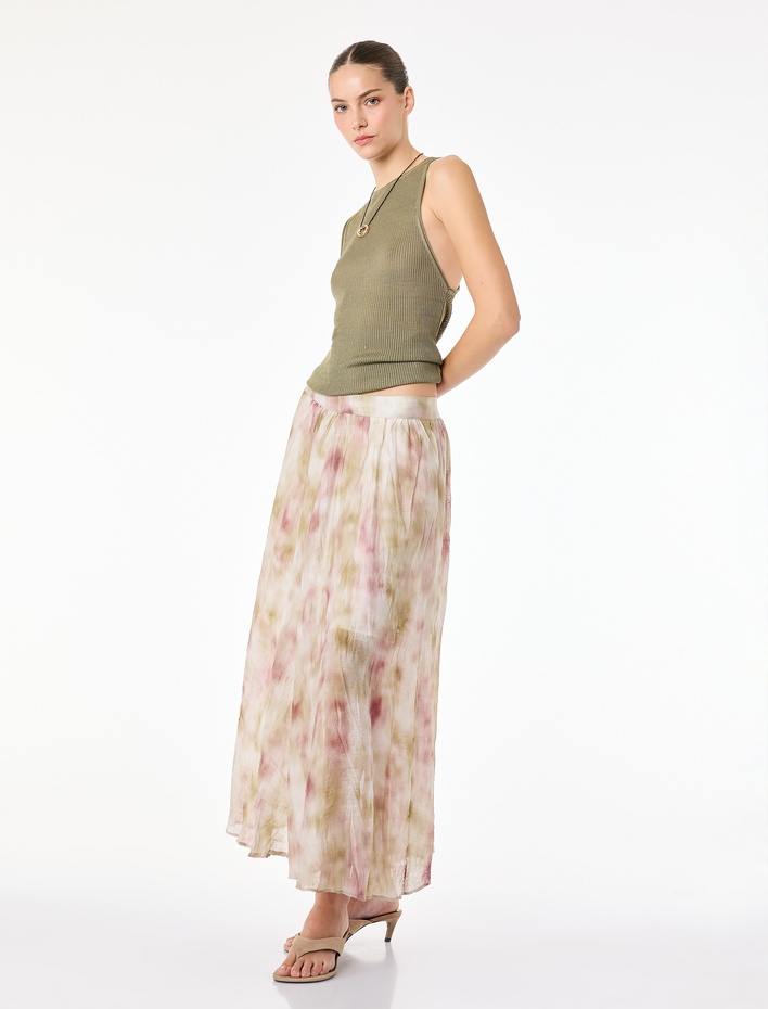  Renk Geçişli Çan Kesim Midi Etek