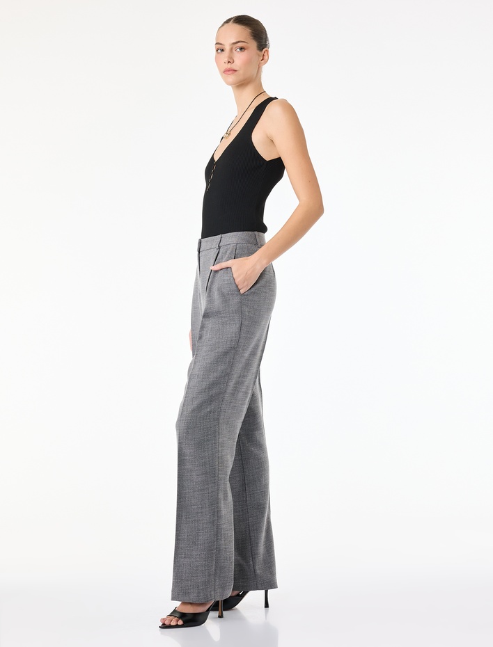  Cep Detaylı Viskon Karışımlı Yüksek Bel Palazzo Kumaş Pantolon