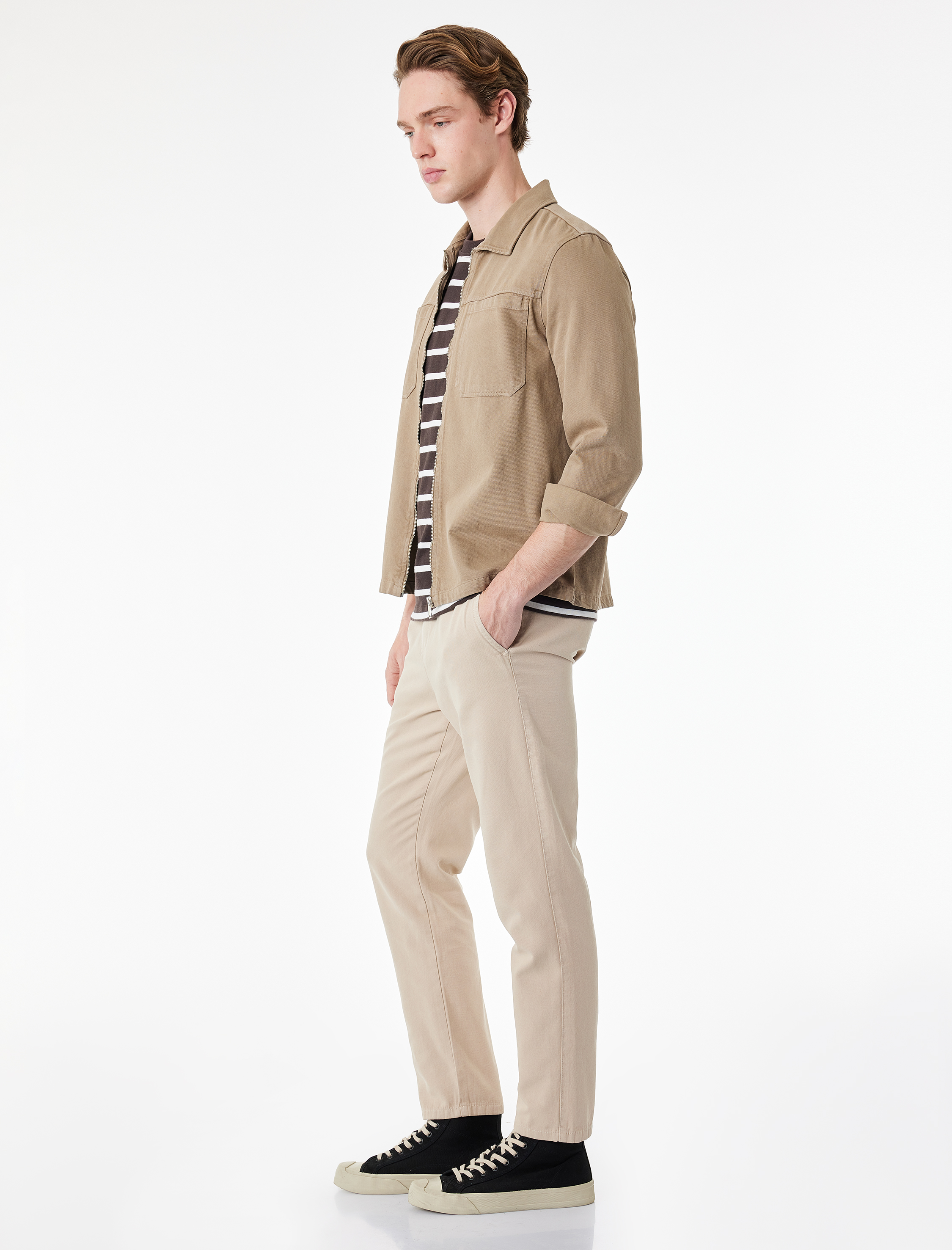 Regular Fit Pamuklu Cepli Gabardin Beli Bağcıklı Pantolon - Görsel 2