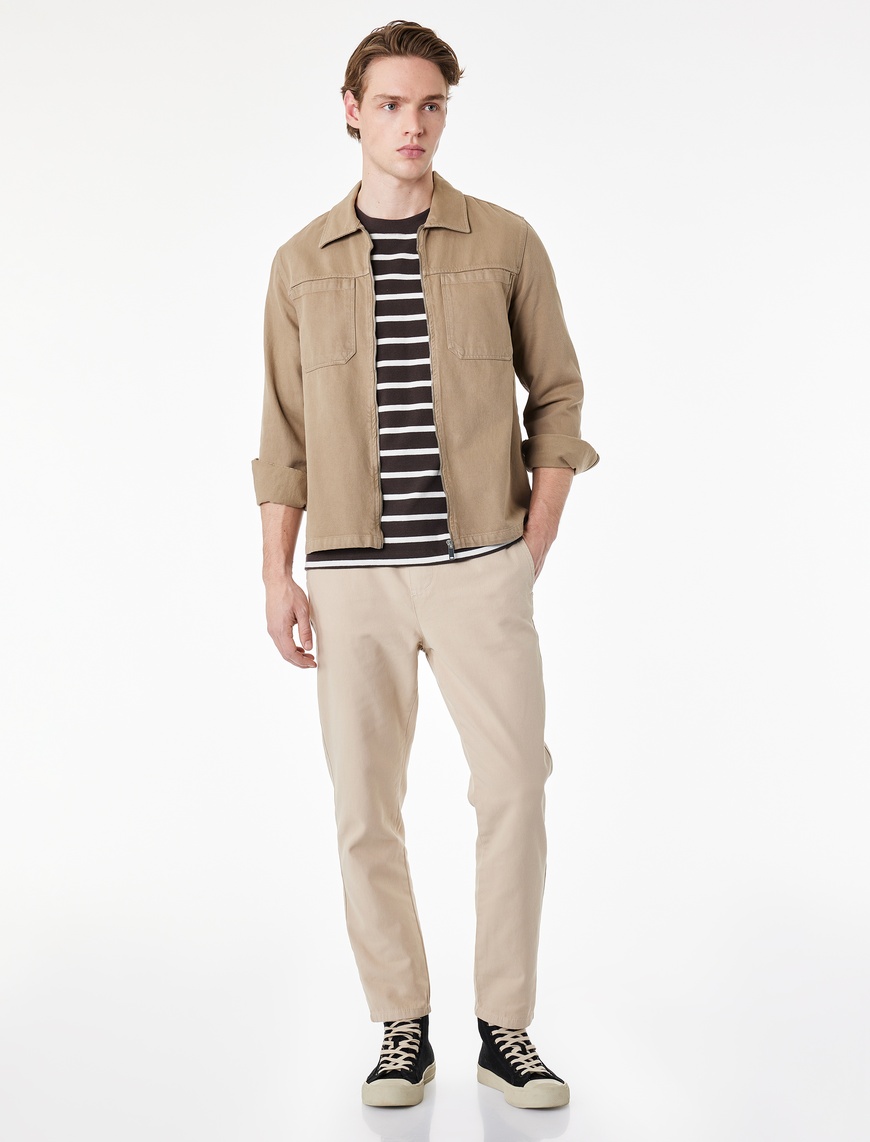 Koton Erkek Regular Fit Pamuklu Cepli Gabardin Beli Bağcıklı Pantolon