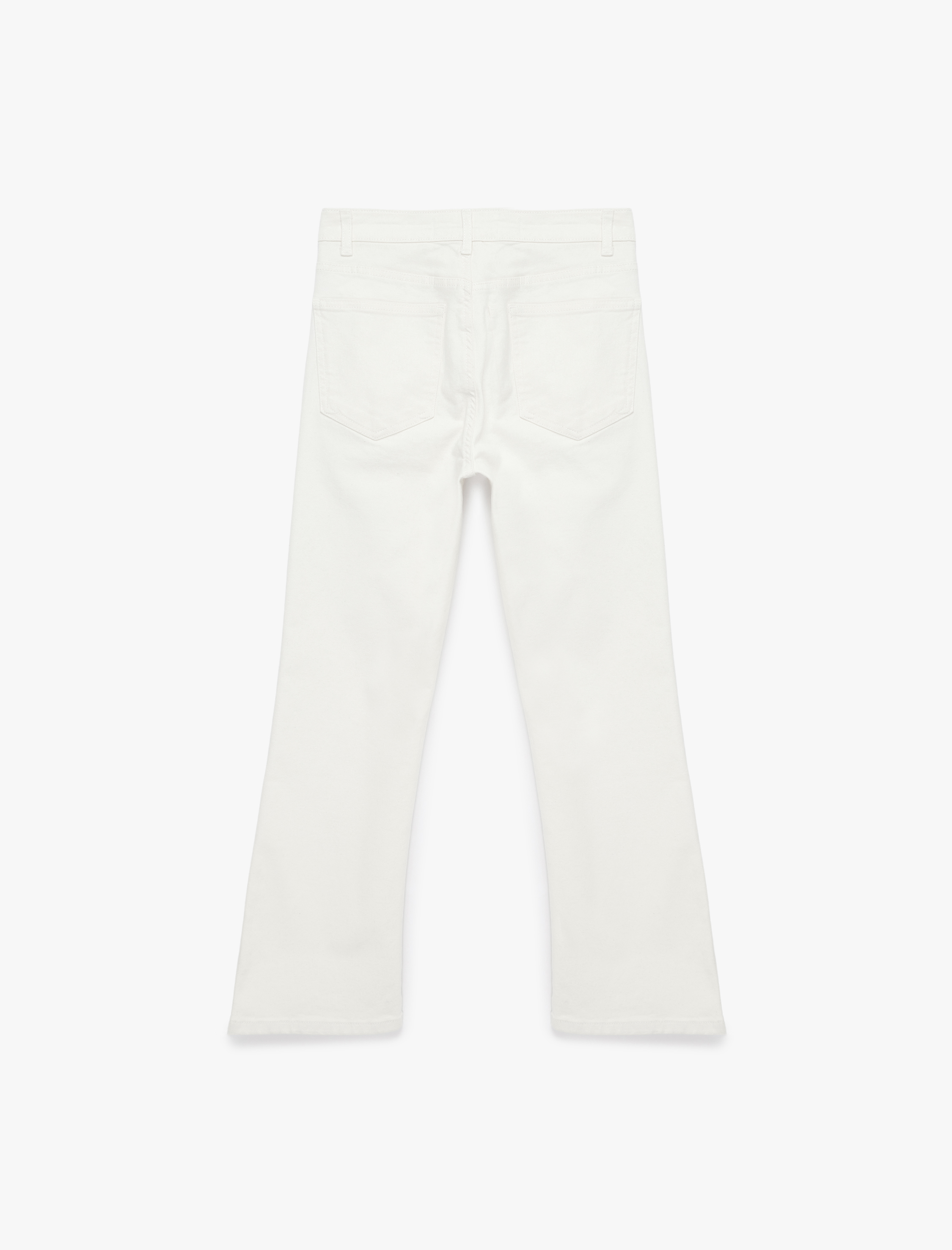  Normal Bel Dar Kalıp Pamuklu Düğmeli Kısa İspanyol Paça Pantolon -  Kick Flare Jeans