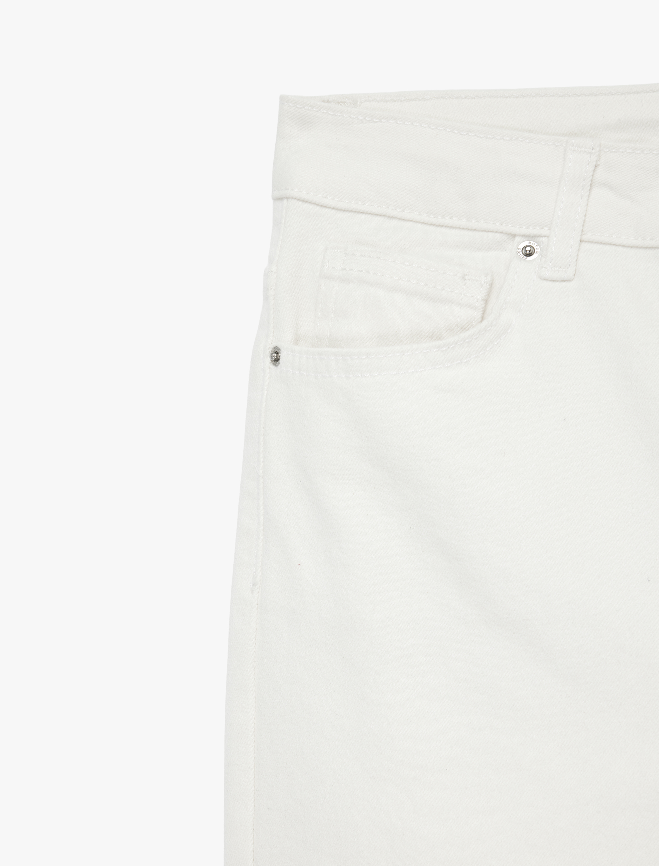   Normal Bel Dar Kalıp Pamuklu Düğmeli Kısa İspanyol Paça Pantolon -  Kick Flare Jeans