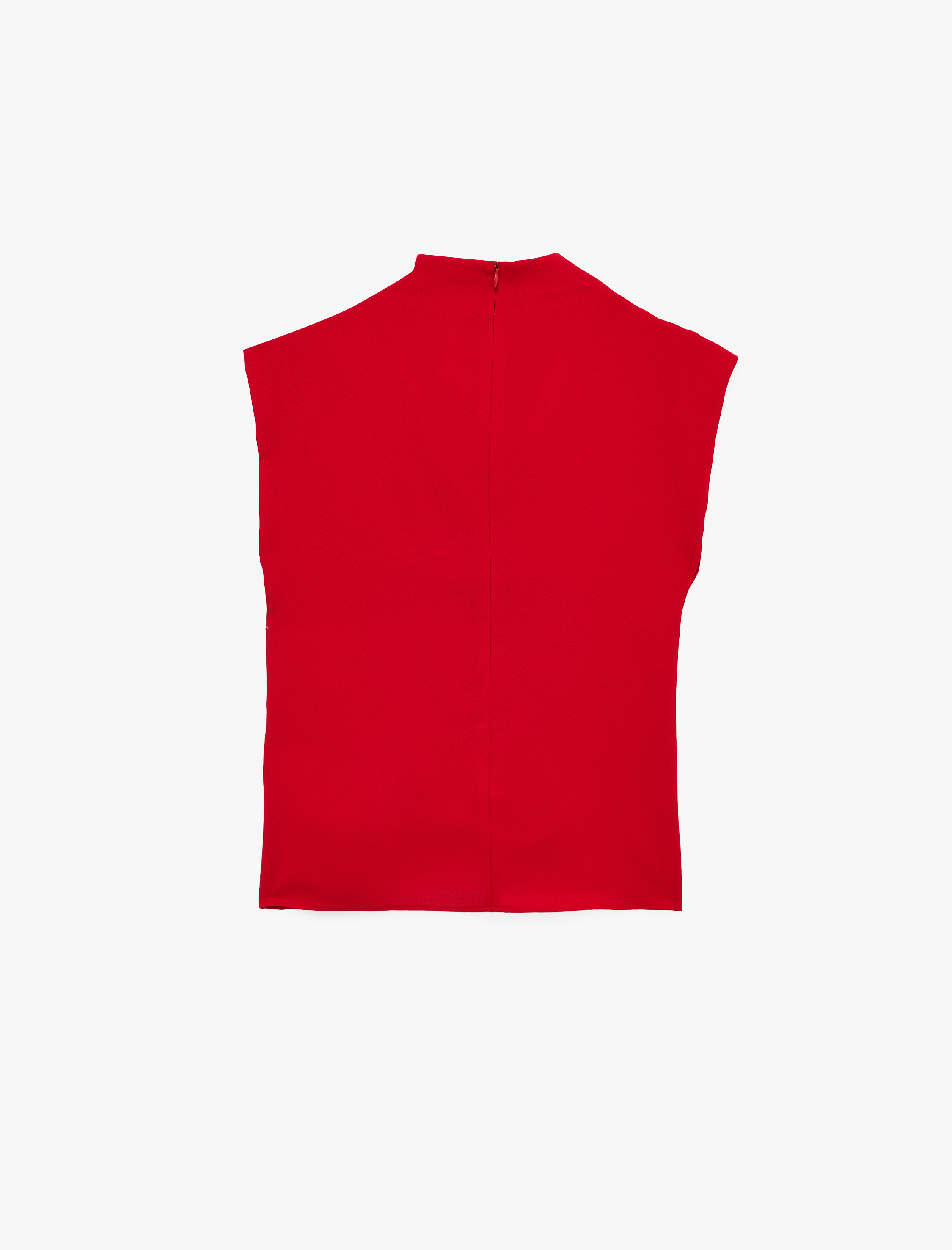   Dik Yaka Kolsuz Büzgülü Krep Bluz