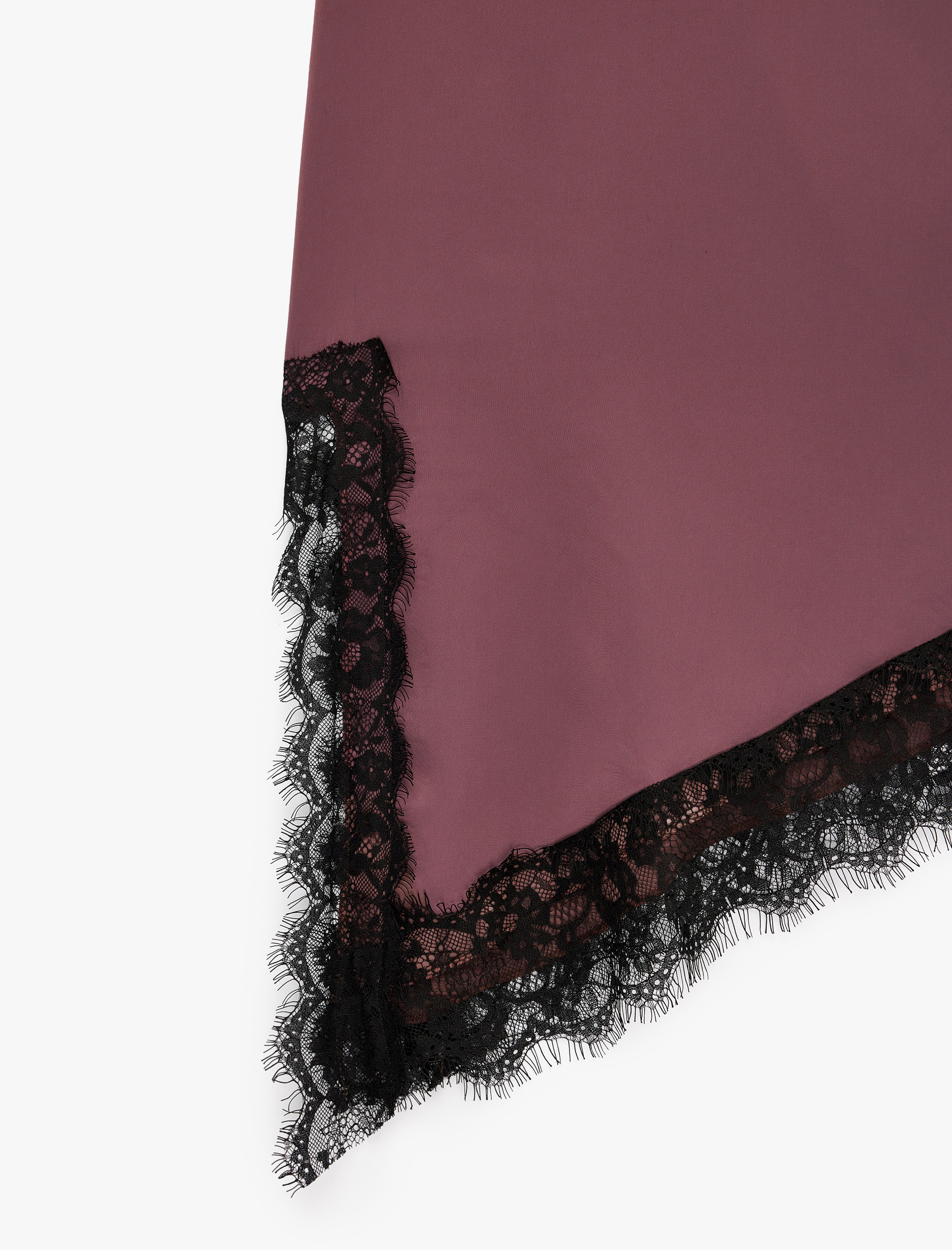   Asimetrik Kesim Normal Bel Dantel Detaylı Saten Etek