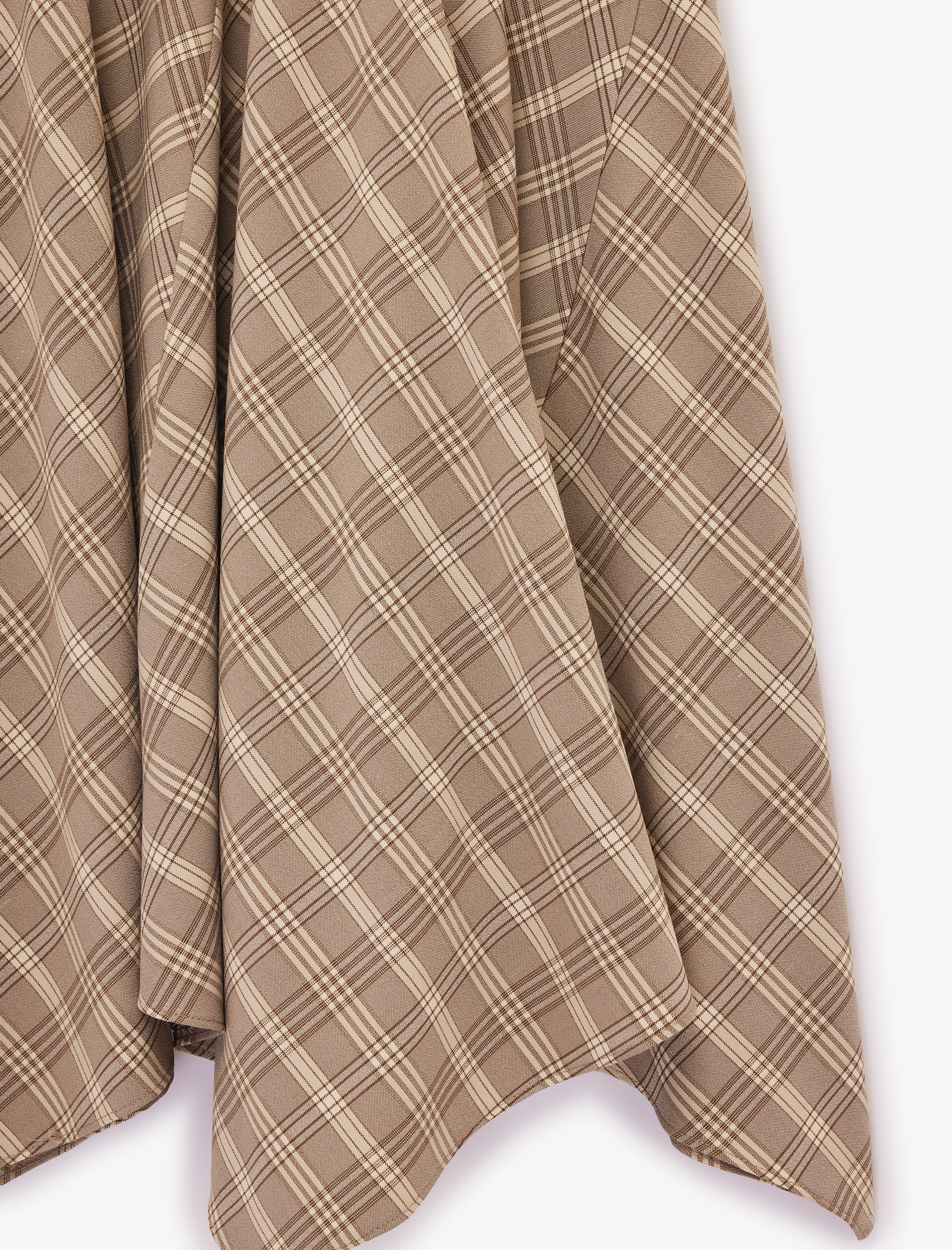   Regular Fit Asimetrik Kesim Ekose Midi Etek