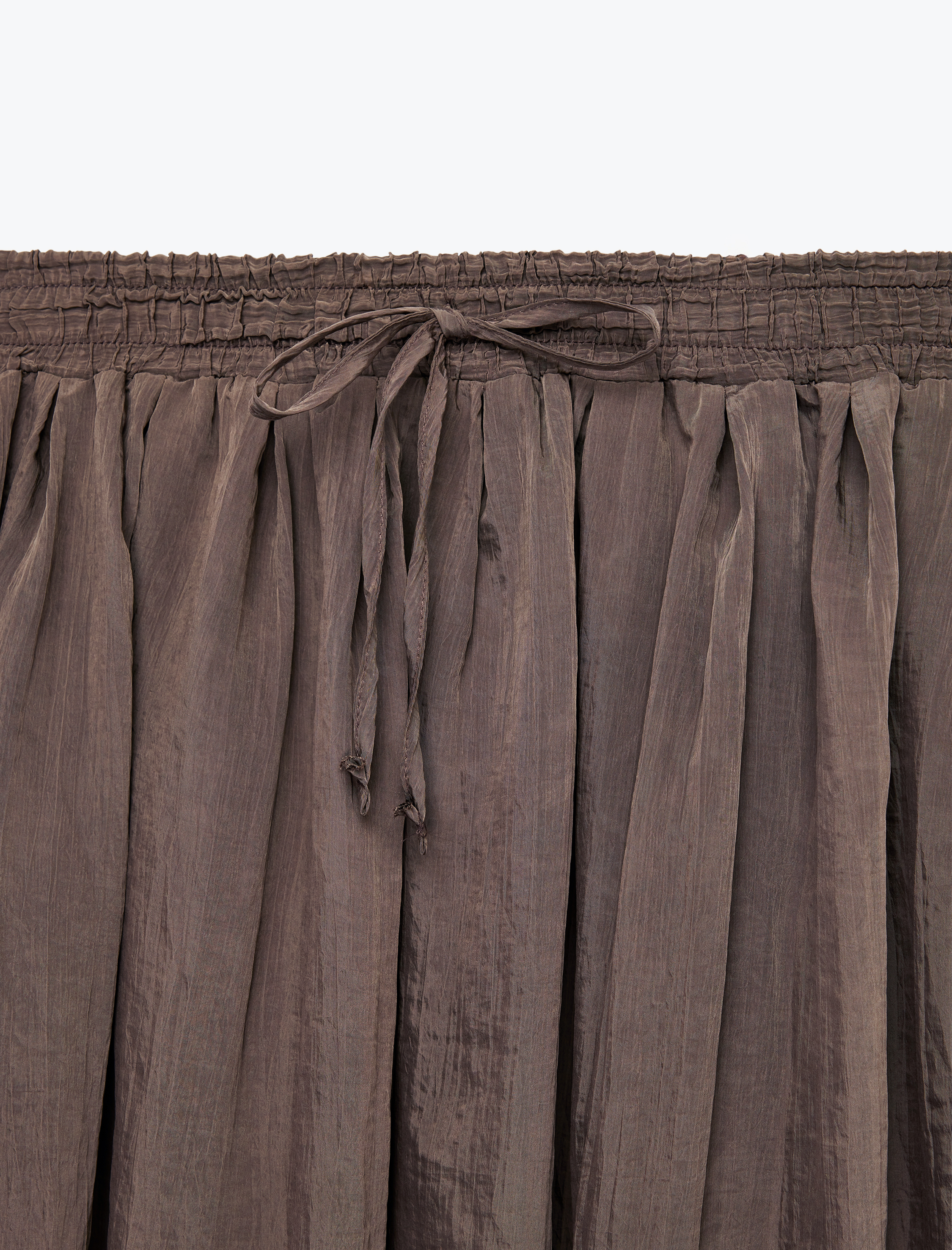   Beli Bağlamalı Çan Kesim Midi Saten Kraş Etek