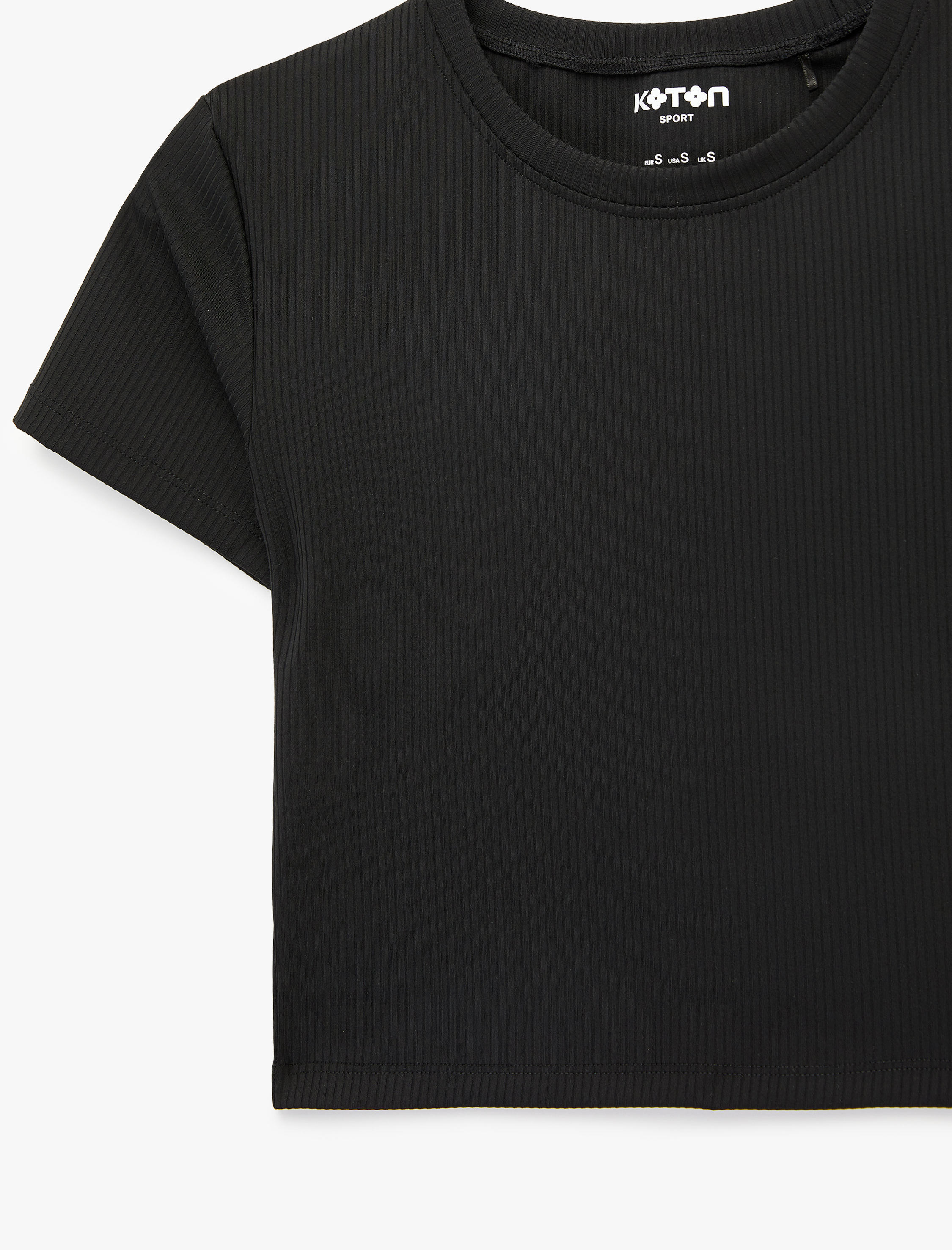  Slim Fit Kısa Kollu Bisiklet Yaka Crop Spor Tişört