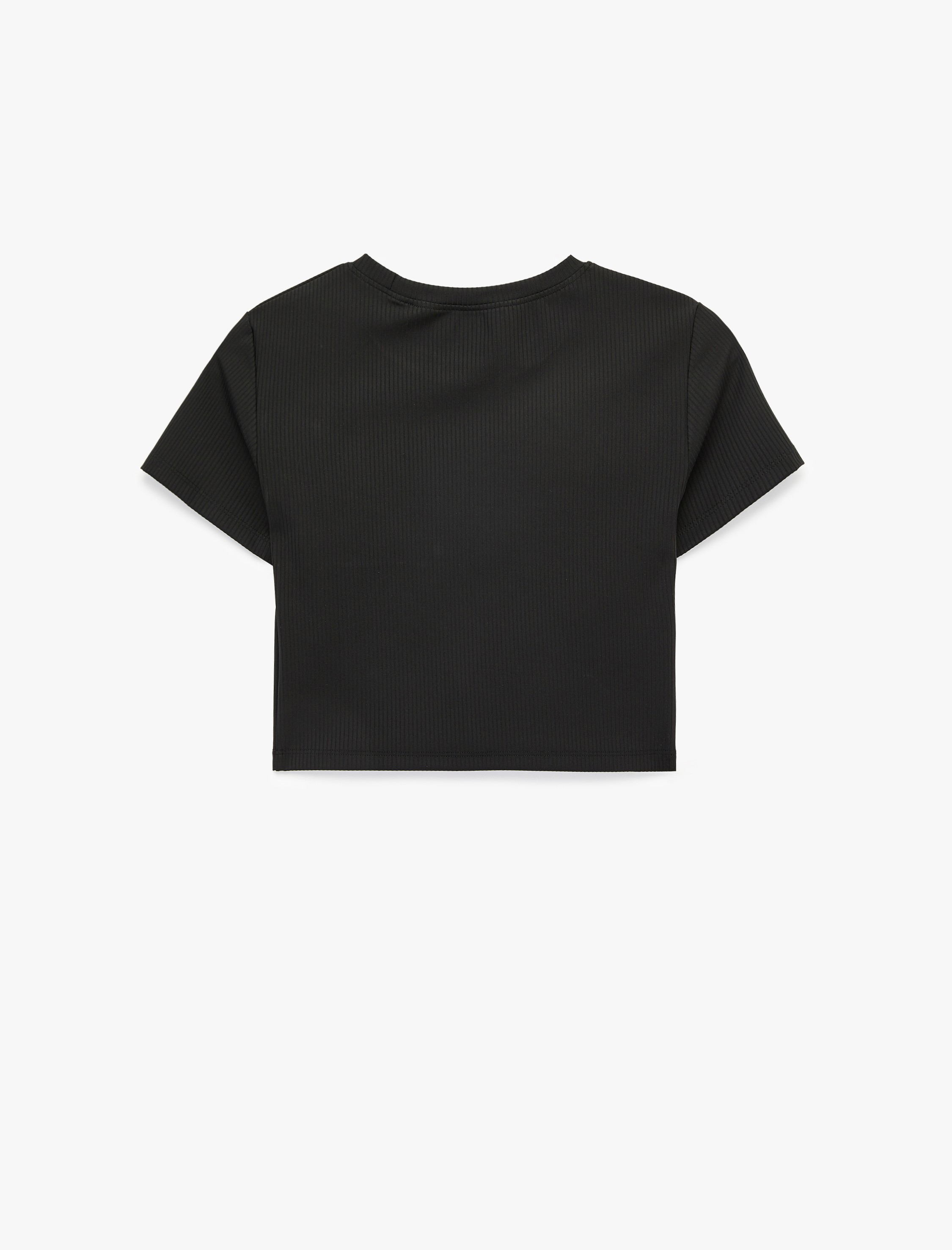   Slim Fit Kısa Kollu Bisiklet Yaka Crop Spor Tişört