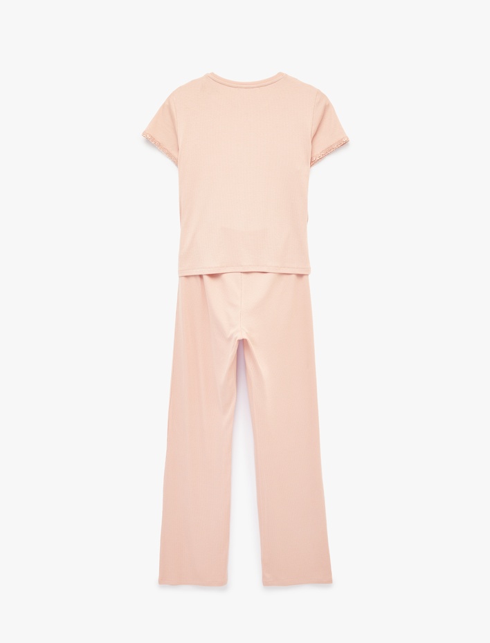  Bisiklet Yaka Kısa Kollu Pijama Takımı