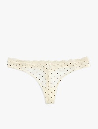 Dantel Detaylı Puantiyeli Tül String Külot