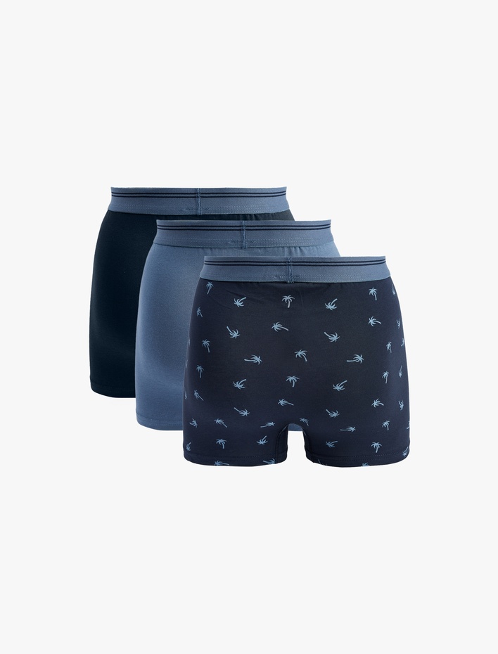  Pamuklu Palmiye Desenli 3'lü Boxer Seti