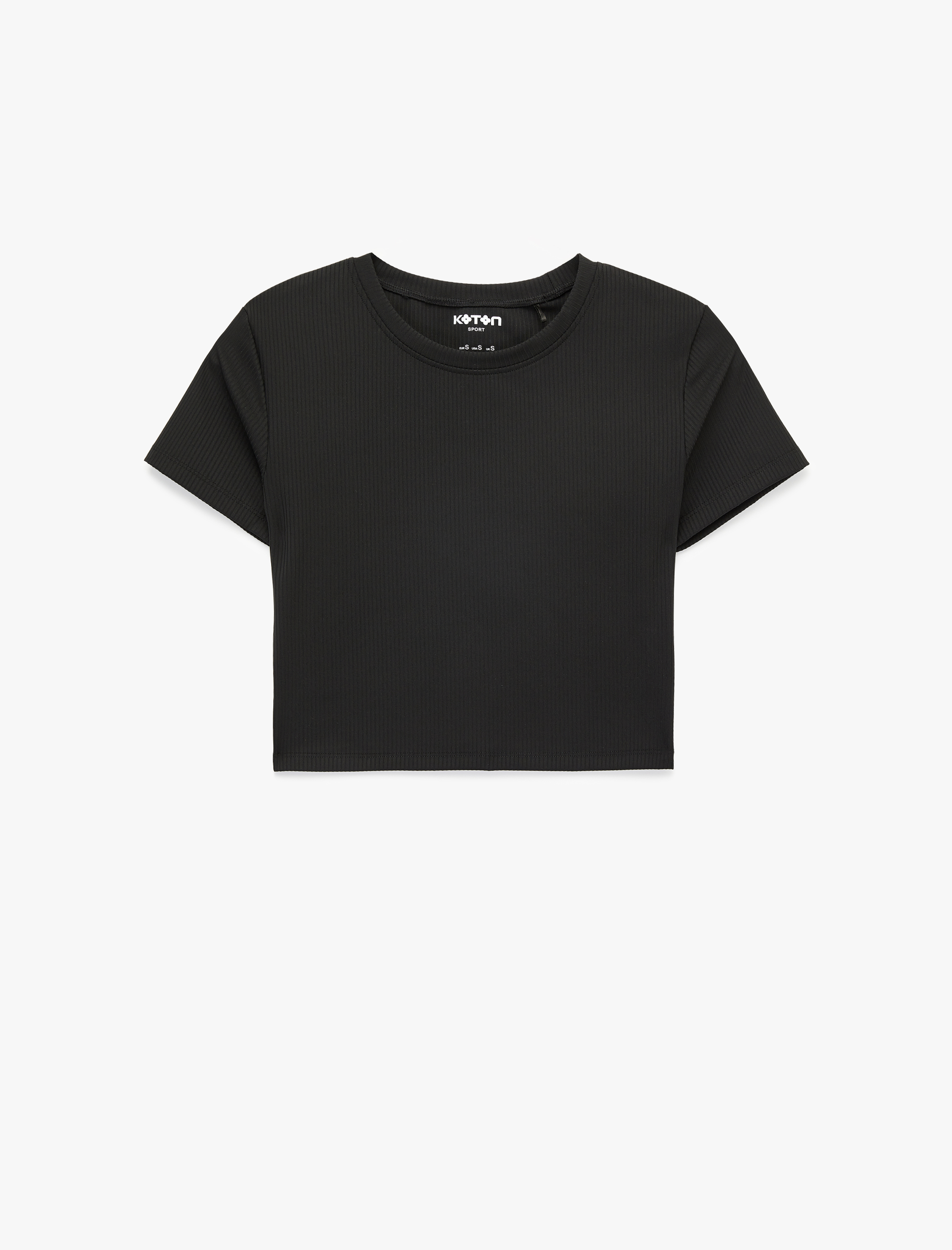   Slim Fit Kısa Kollu Bisiklet Yaka Crop Spor Tişört