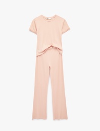 Bisiklet Yaka Kısa Kollu Pijama Takımı