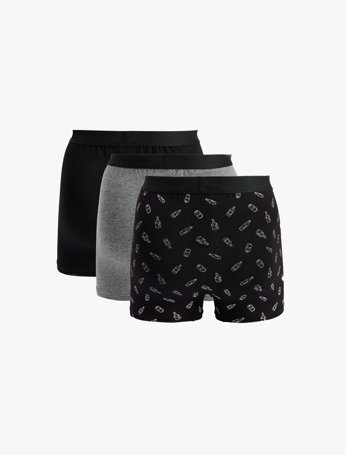  Pamuklu Desenli 3'lü Boxer Seti