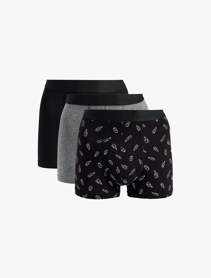  Pamuklu Desenli 3'lü Boxer Seti