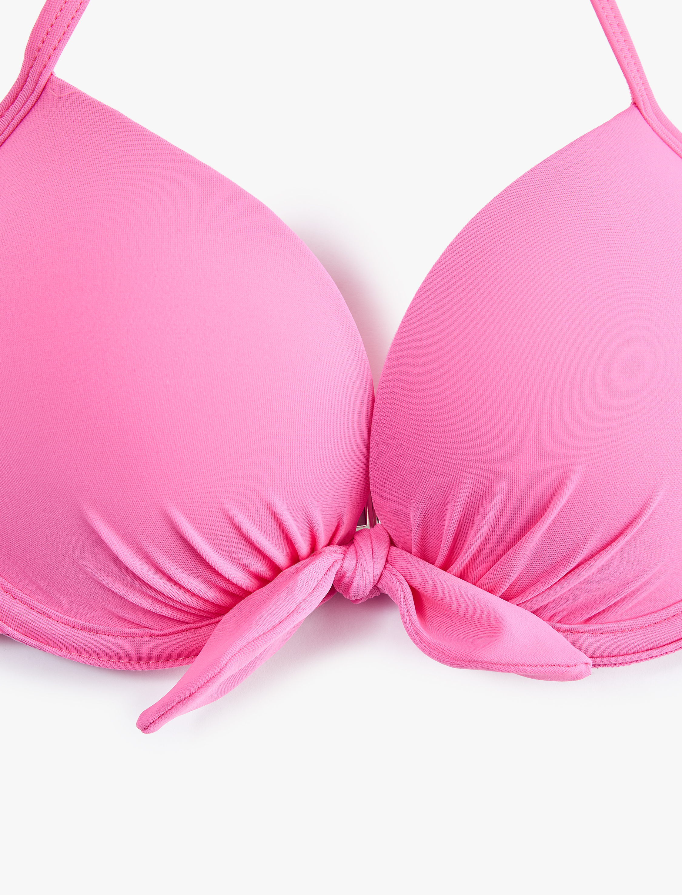   Kalp Yaka Fiyonk Detaylı Push-Up Bikini Üstü