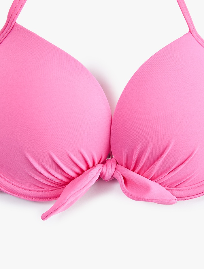  Kalp Yaka Fiyonk Detaylı Push-Up Bikini Üstü
