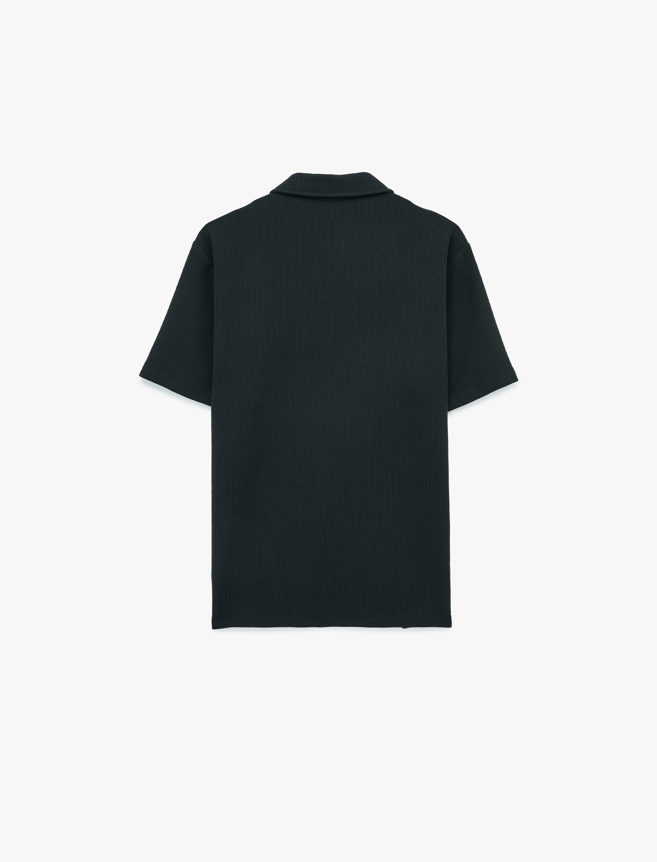   Regular Fit Kısa Kollu Waffle Dokulu Yarım Fermuarlı Polo Yaka Tişört