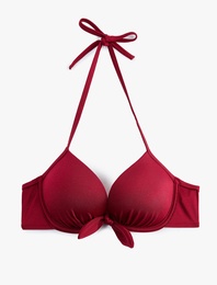 Kalp Yaka Fiyonklu Push-Up Bikini Üstü