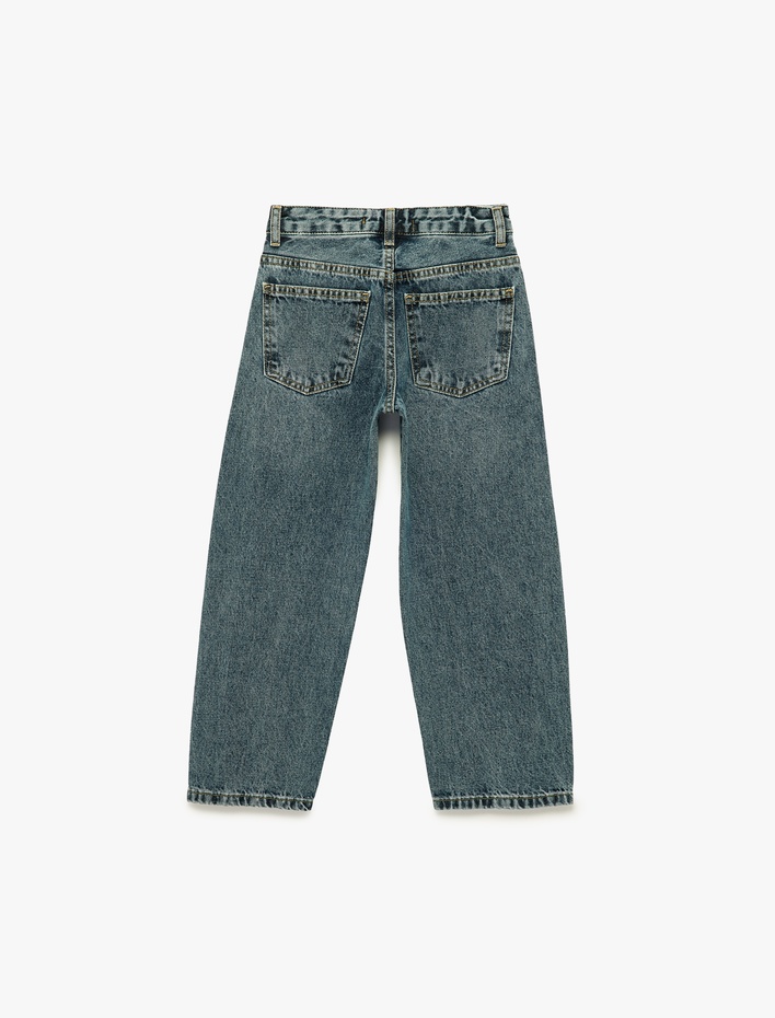 Erkek Çocuk Pamuklu Oversize Cepli Denim Balon Pantolon