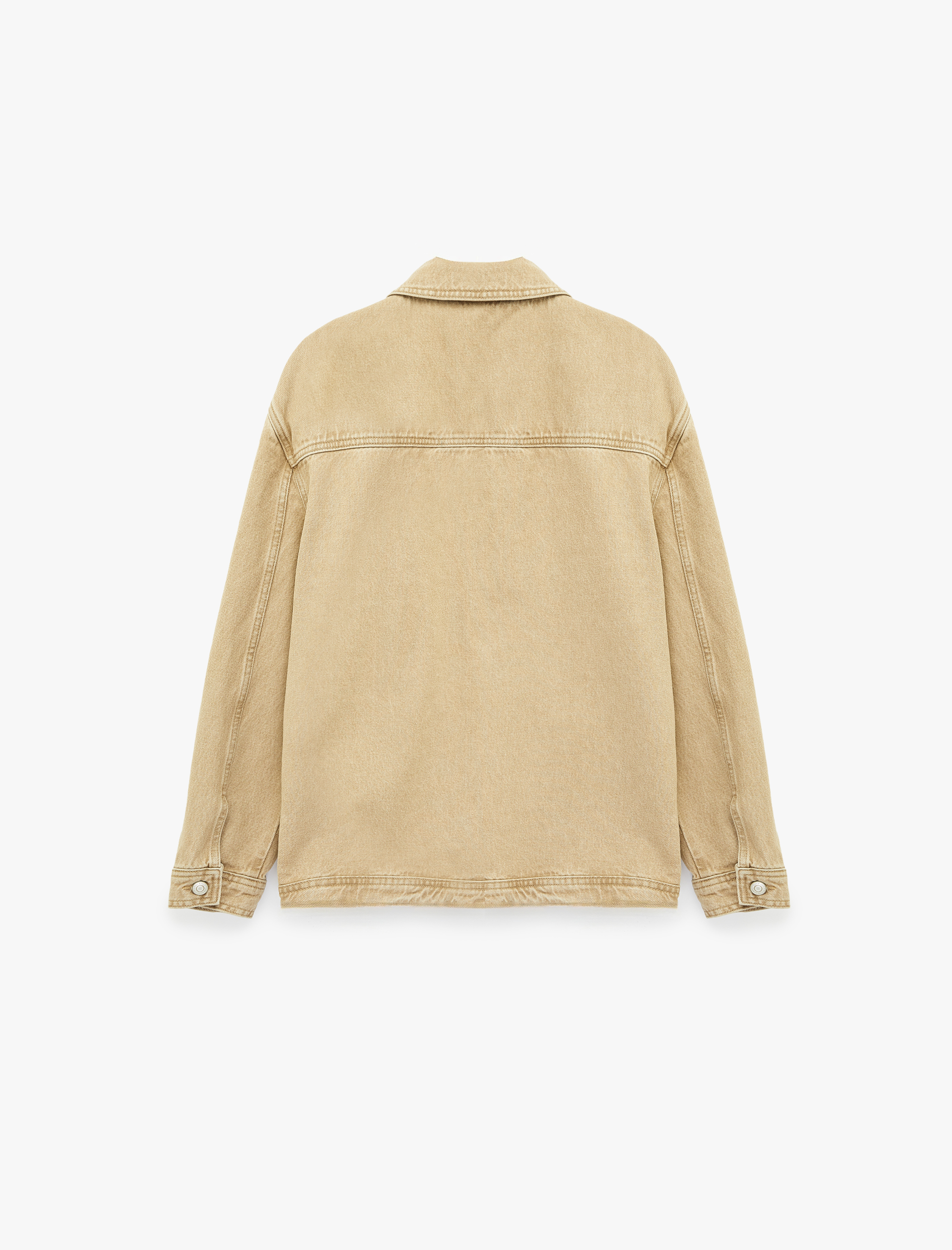   Regular Fit Klasik Yaka Cepli Pamuklu Fermuarlı Jean Gömlek Ceket