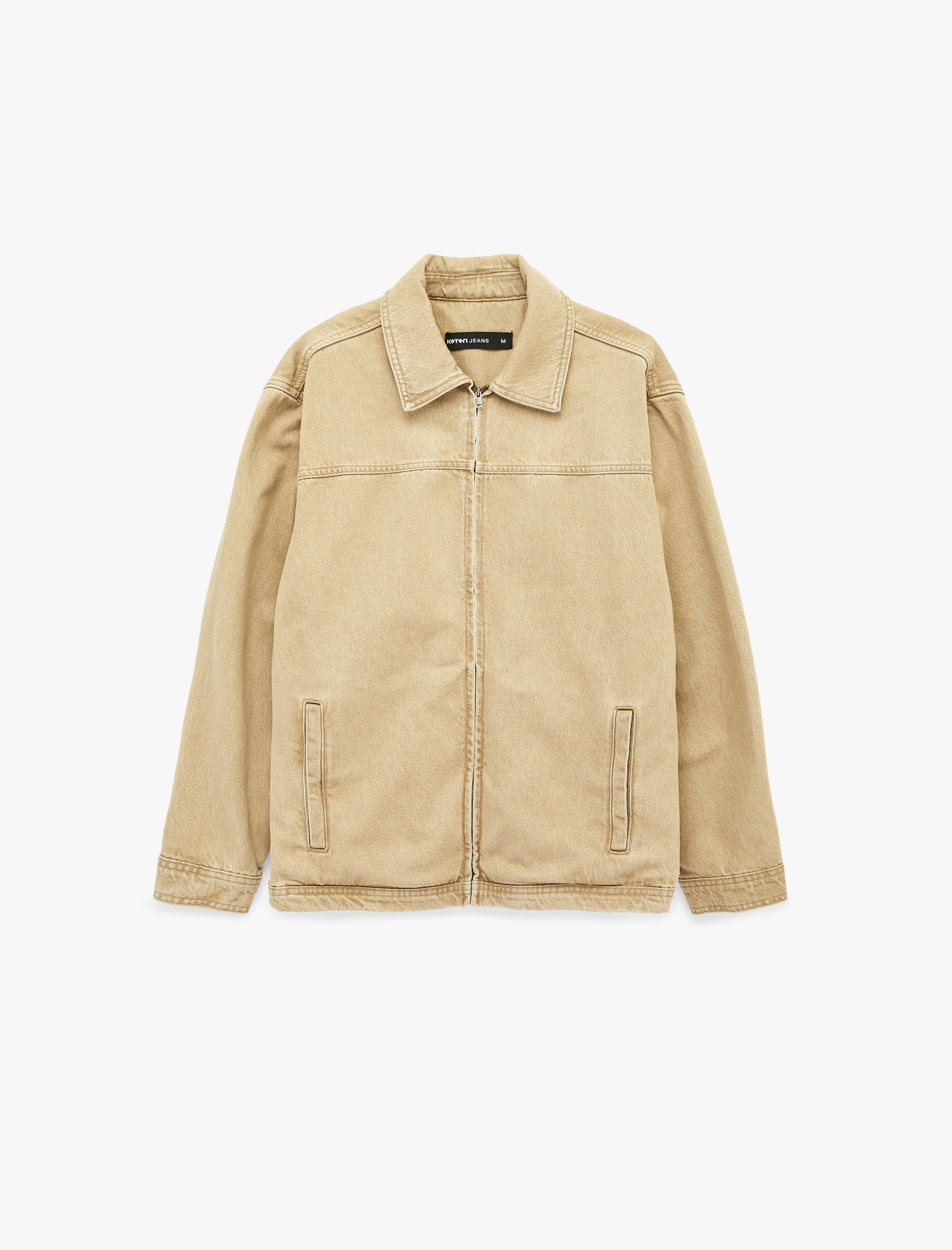   Regular Fit Klasik Yaka Cepli Pamuklu Fermuarlı Jean Gömlek Ceket