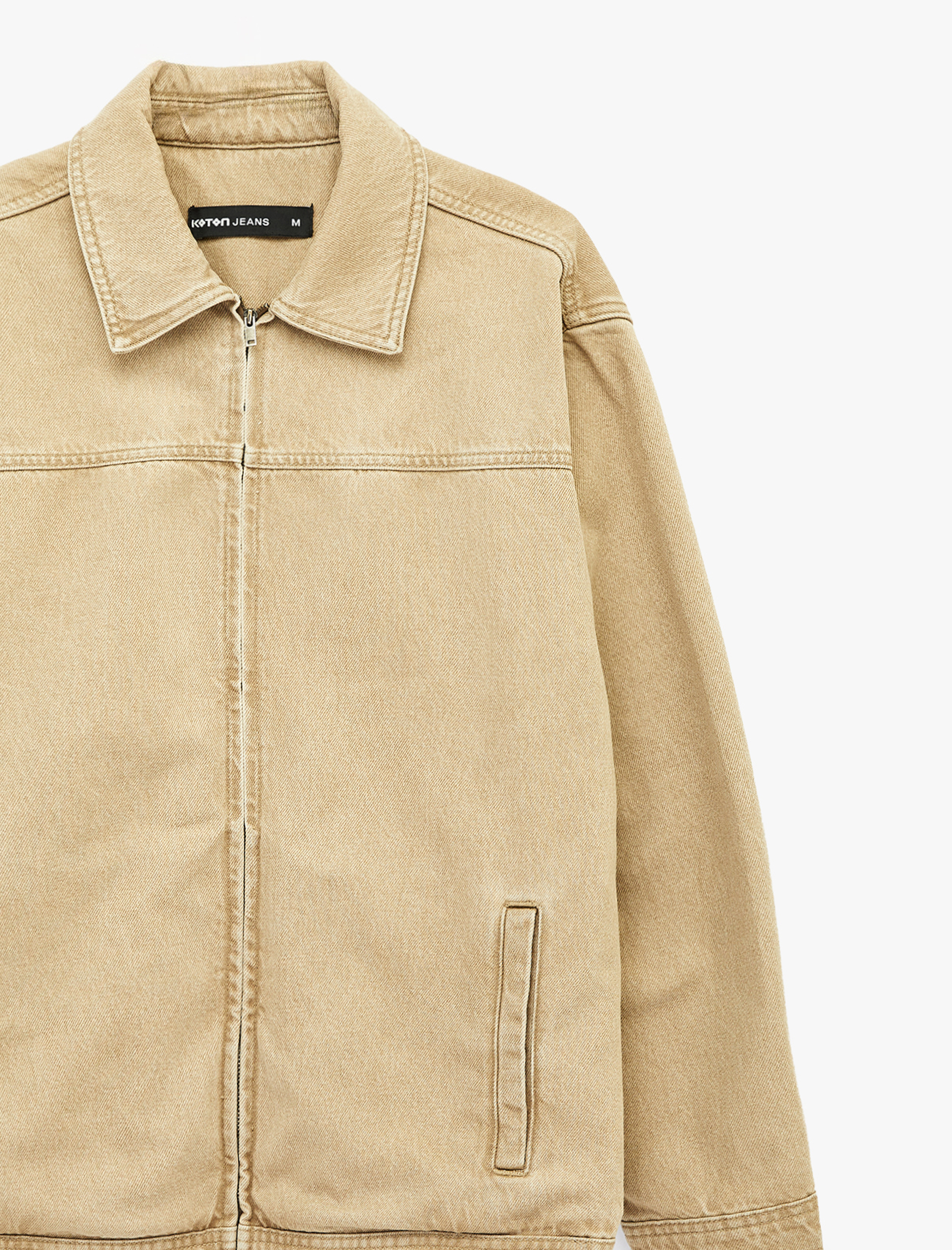   Regular Fit Klasik Yaka Cepli Pamuklu Fermuarlı Jean Gömlek Ceket