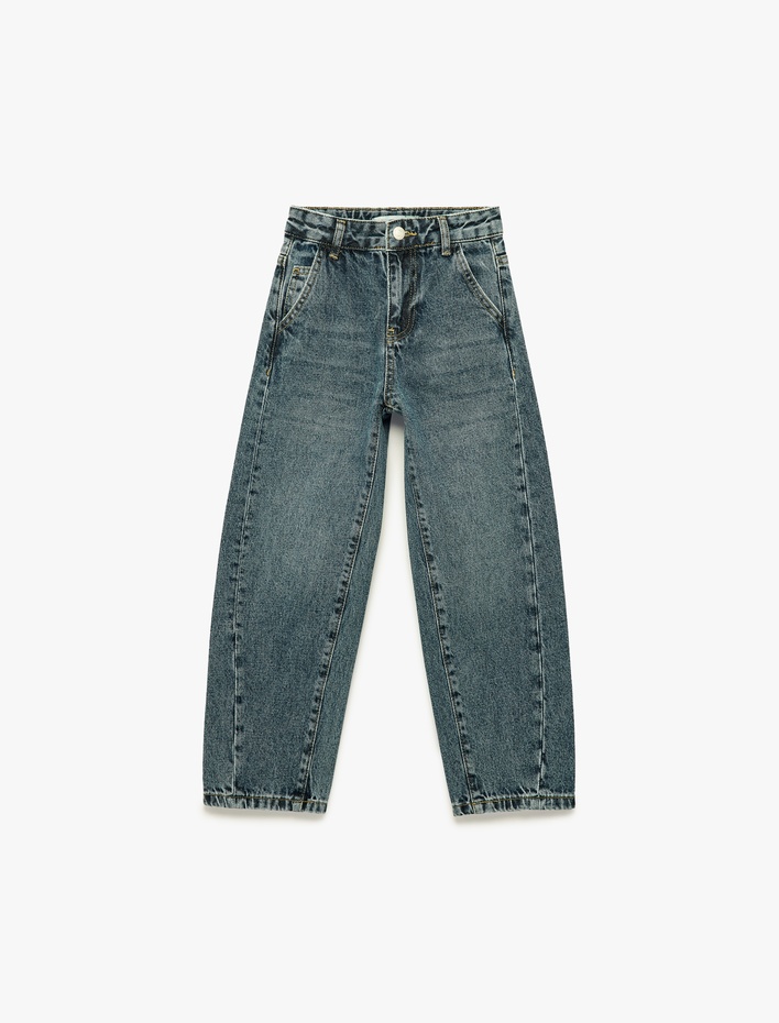 Erkek Çocuk Pamuklu Oversize Cepli Denim Balon Pantolon