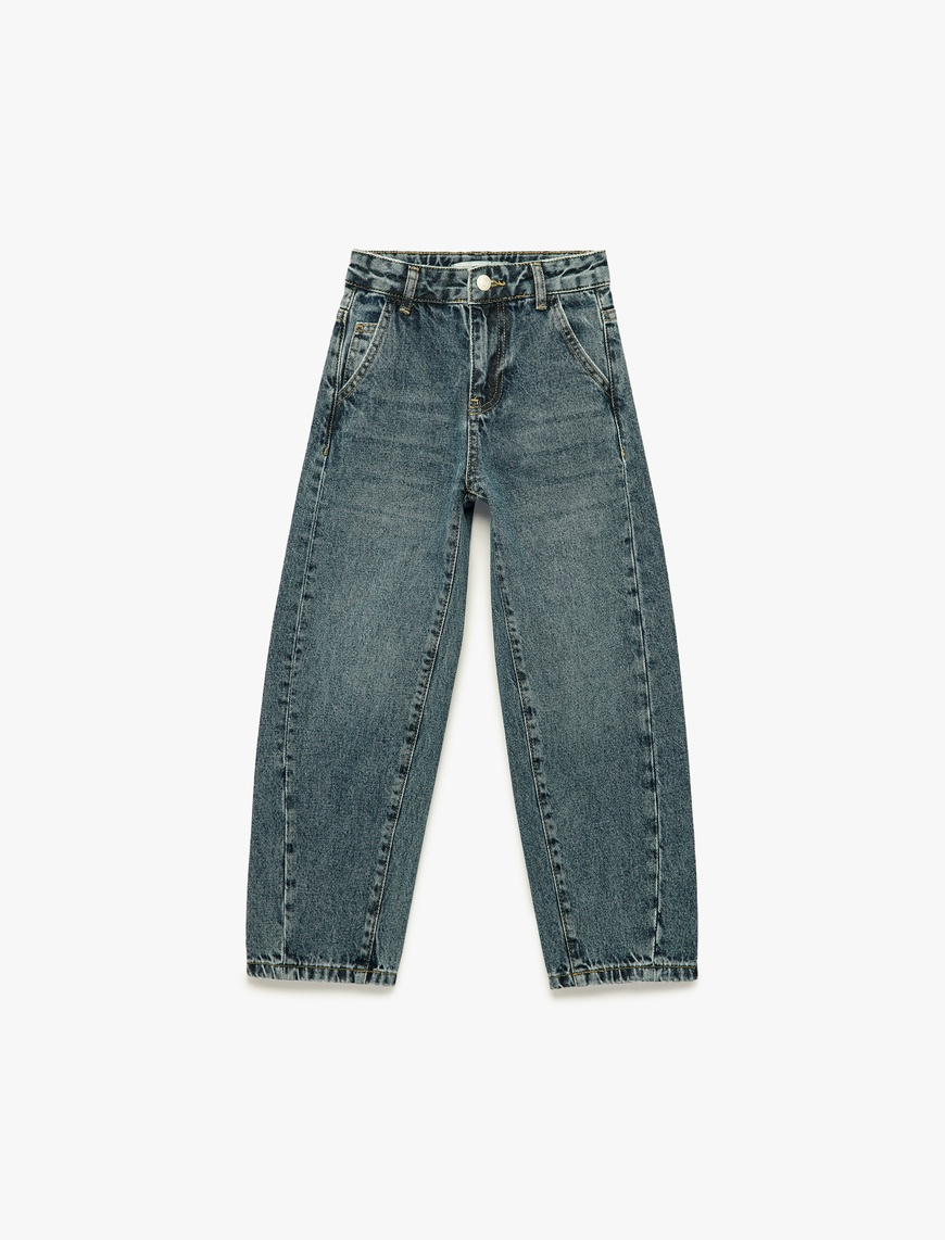Koton Pamuklu Oversize Cepli Denim Balon Pantolon