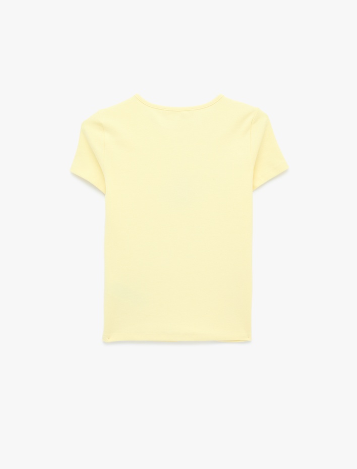  Slim Fit Kısa Kollu Bisiklet Yaka Nakışlı Pamuklu Tişört