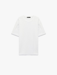 Bisiklet Yaka Kısa Kollu Pamuklu Rahat Kalıp Basic Tişört