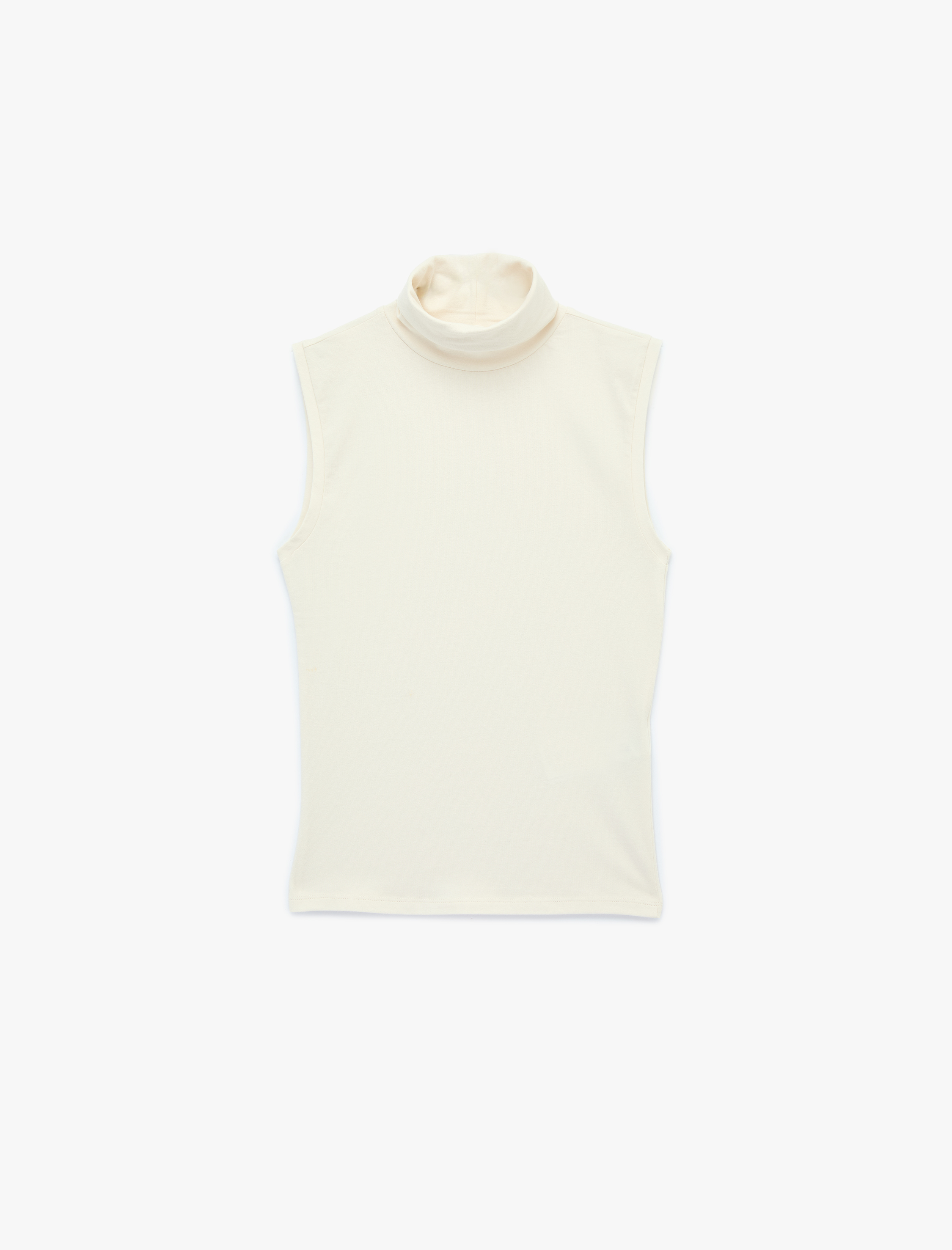   Pamuklu Slim Fit Dik Yaka Kolsuz Bluz