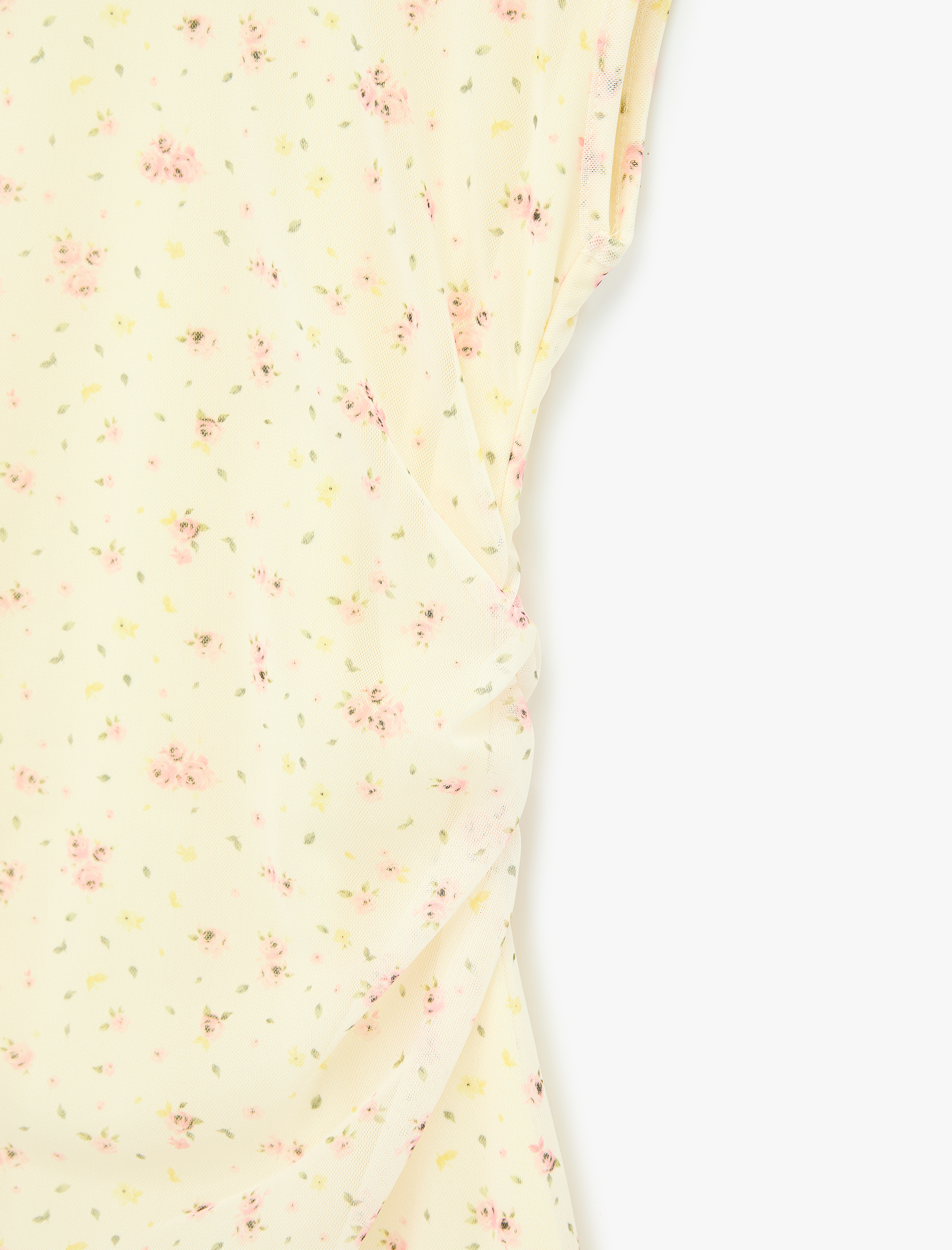   Kolsuz Bisiklet Yaka Drapeli Çiçekli Mini Elbise