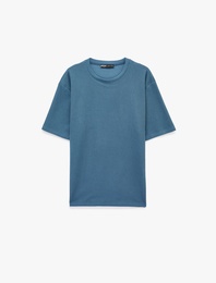 Bisiklet Yaka Kısa Kollu Pamuklu Rahat Kalıp Basic Tişört