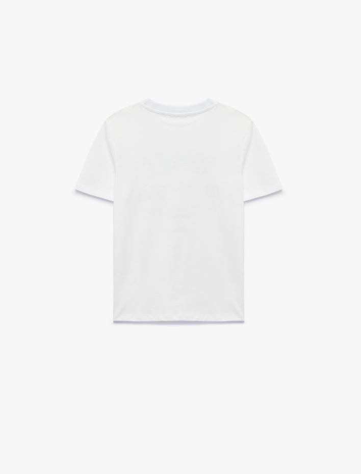 Erkek Çocuk Pamuklu Kısa Kollu Bisiklet Yaka Baskılı Tişört