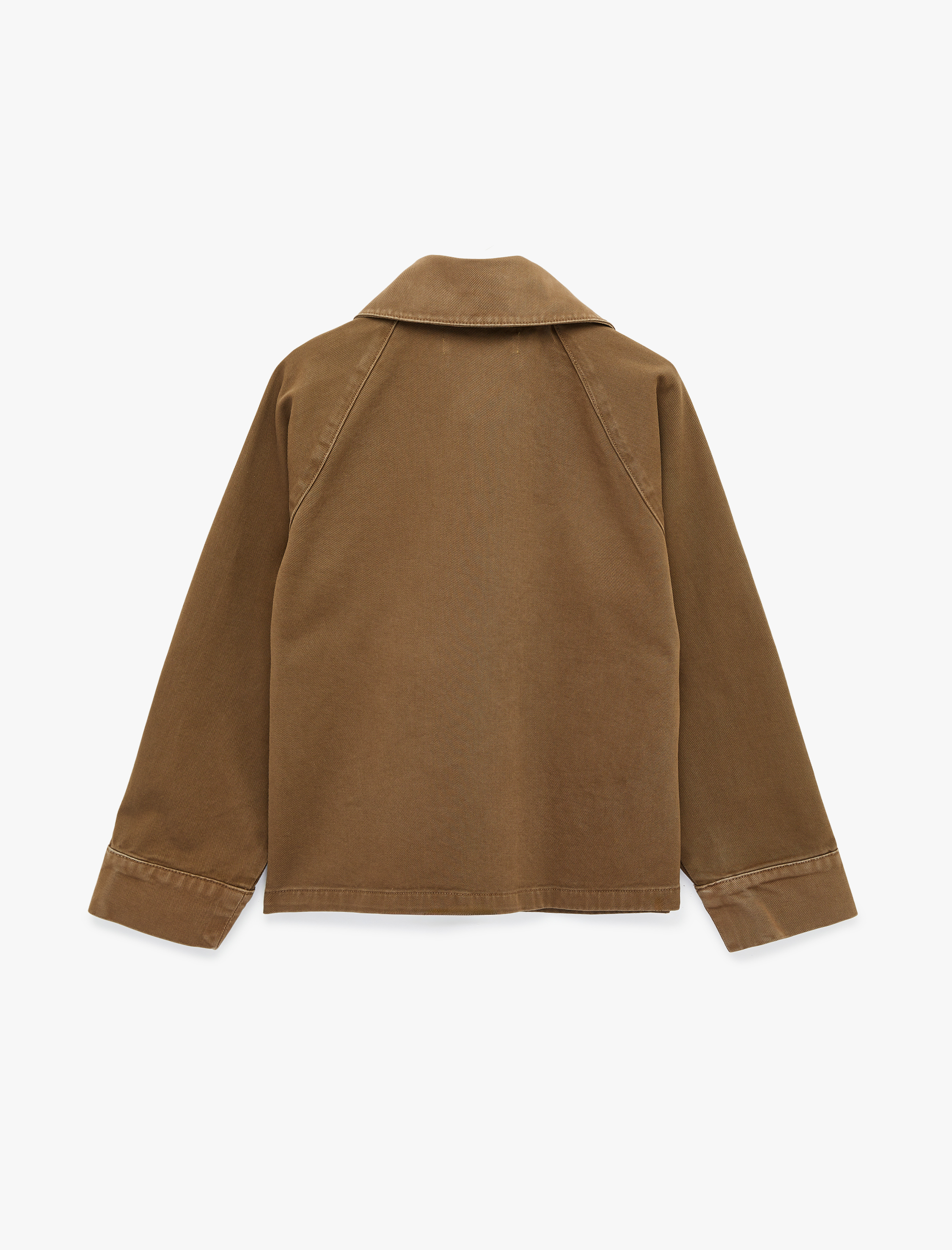   Klasik Yaka Fermuarlı Cep Detaylı Pamuklu Denim Ceket