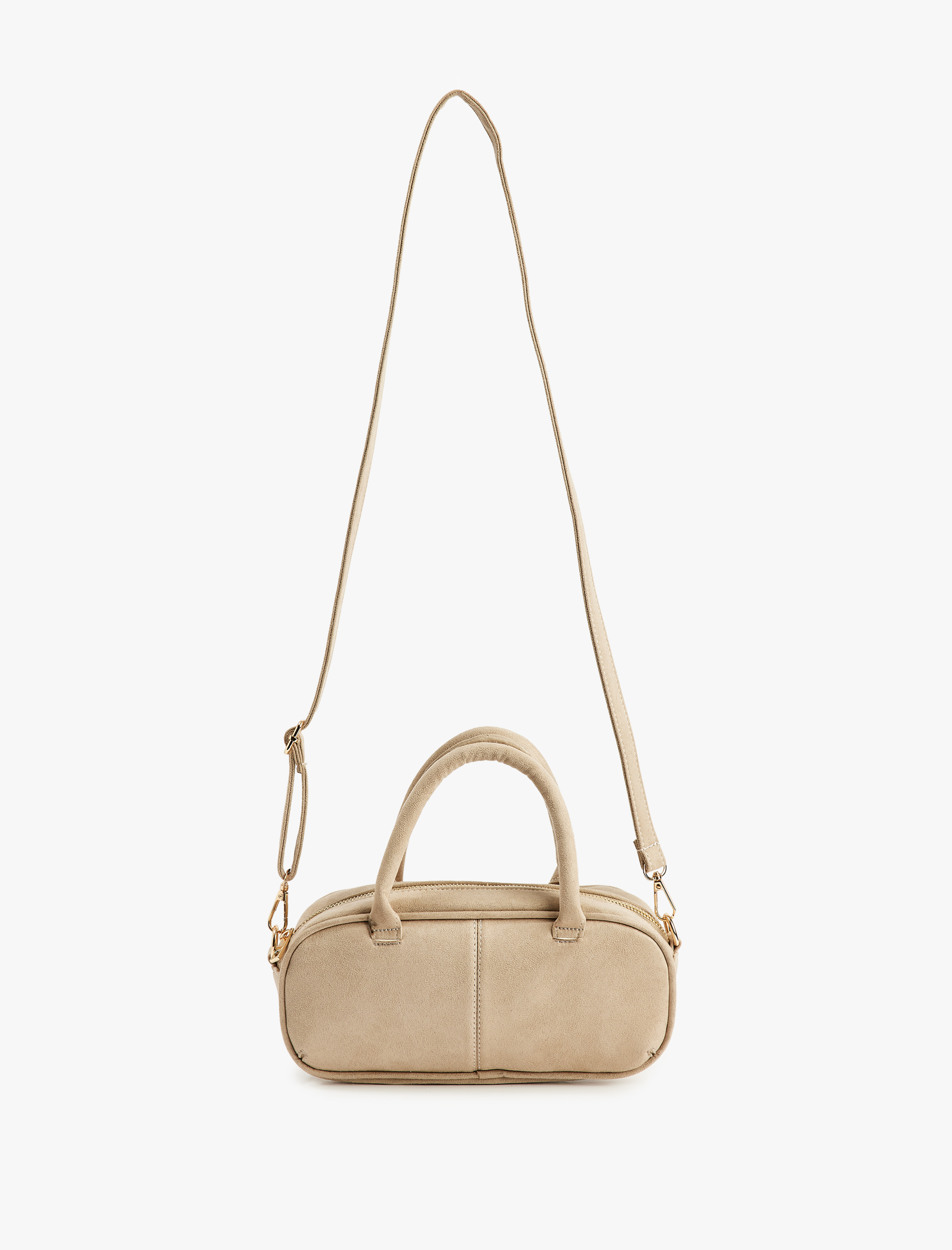  Kadın Askılı Saplı Fermuarlı Suni Süet Çanta