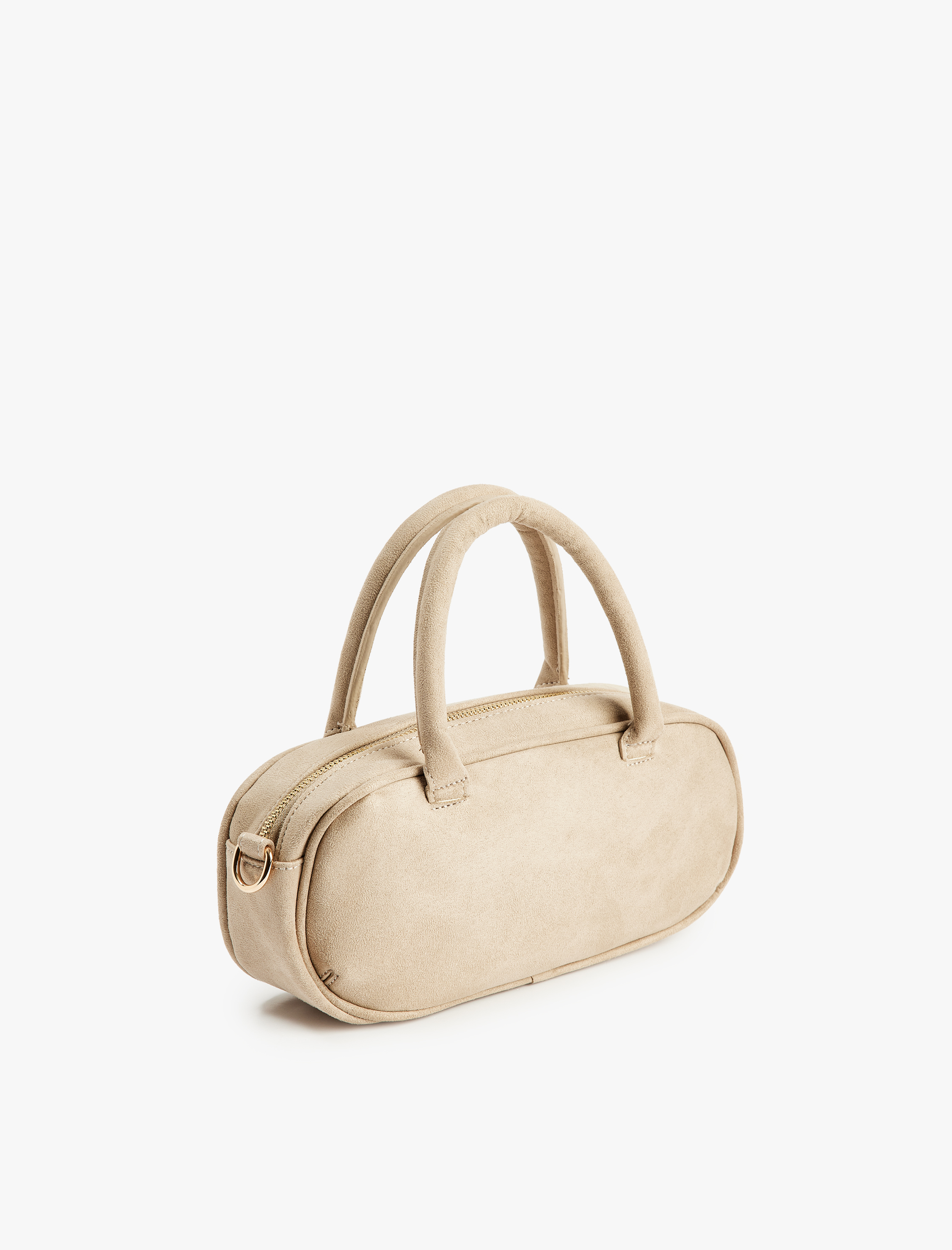  Kadın Askılı Saplı Fermuarlı Suni Süet Çanta