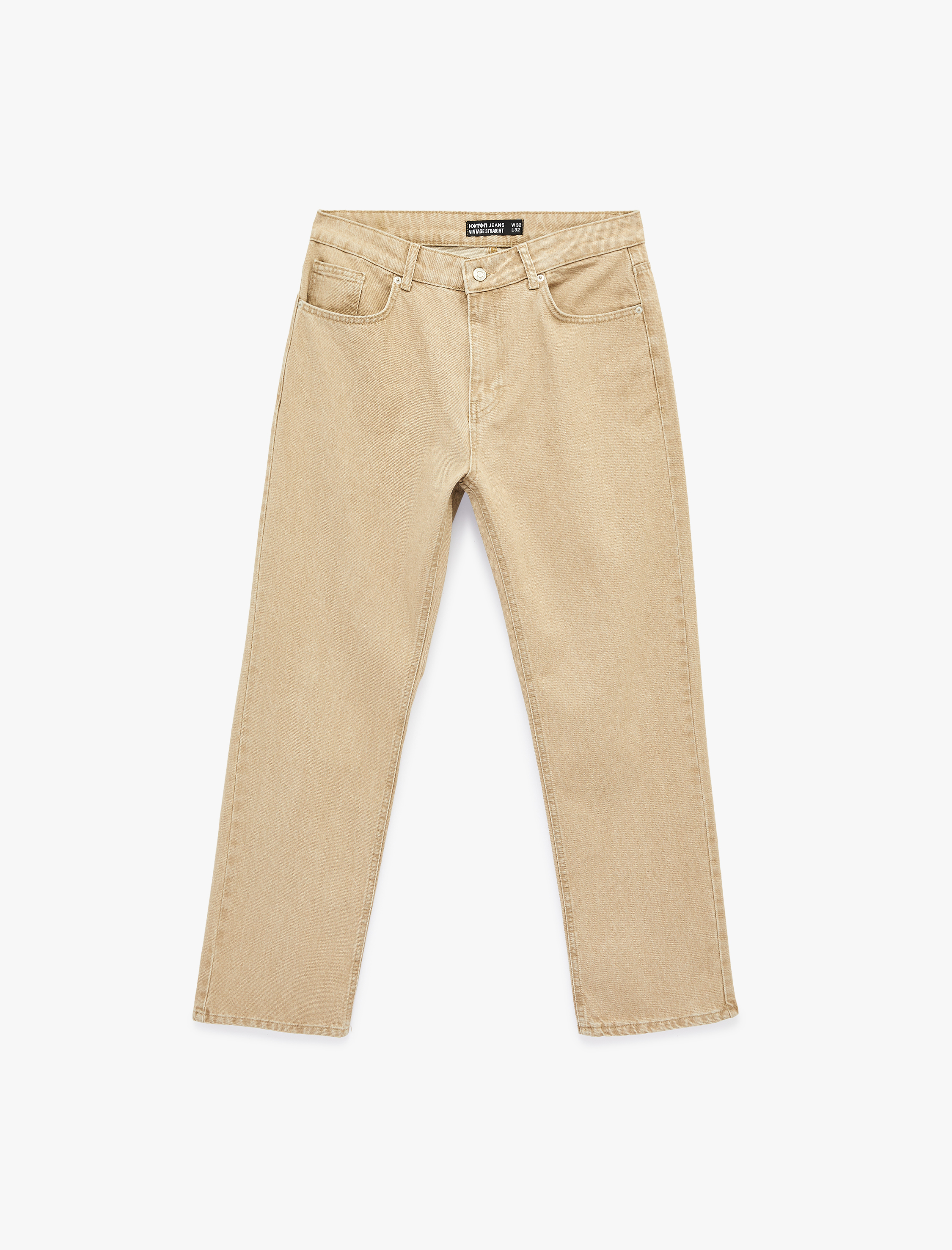   Normal Bel Pamuklu Vintage Straight Fit Jean Pantolon