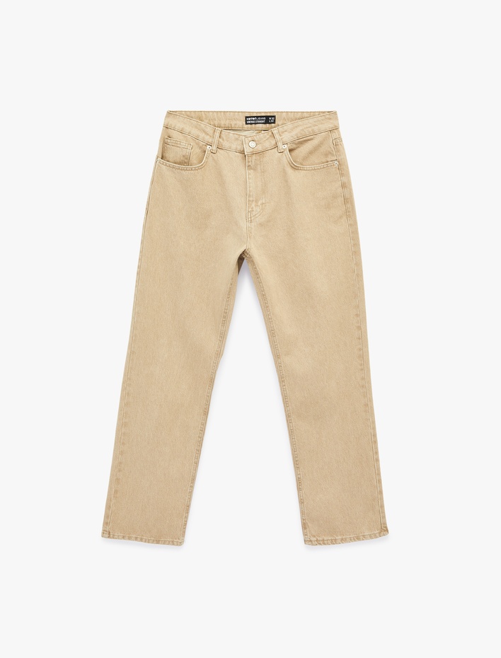  Normal Bel Pamuklu Vintage Straight Fit Jean Pantolon