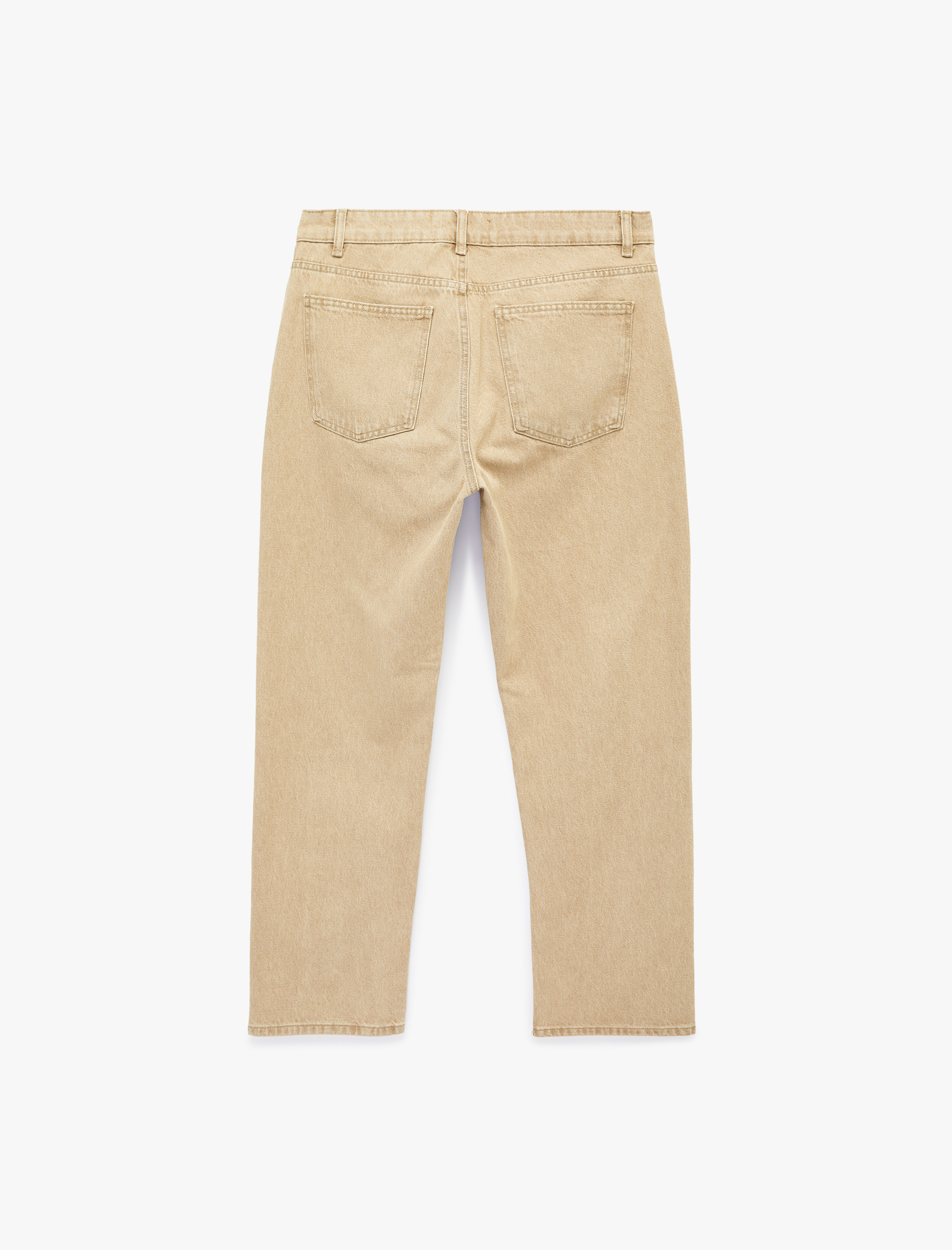   Normal Bel Pamuklu Vintage Straight Fit Jean Pantolon