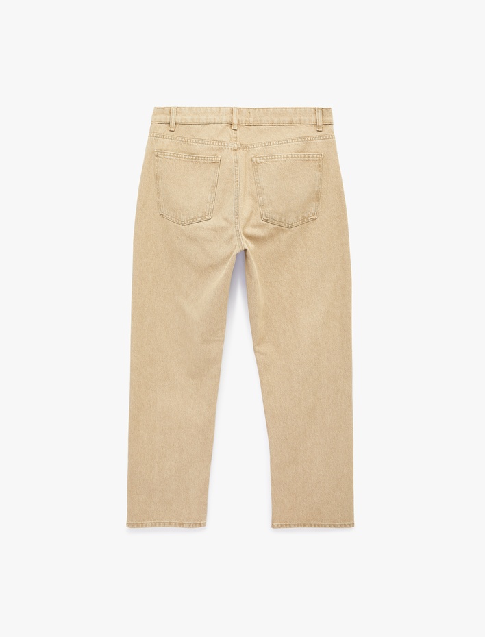  Normal Bel Pamuklu Vintage Straight Fit Jean Pantolon