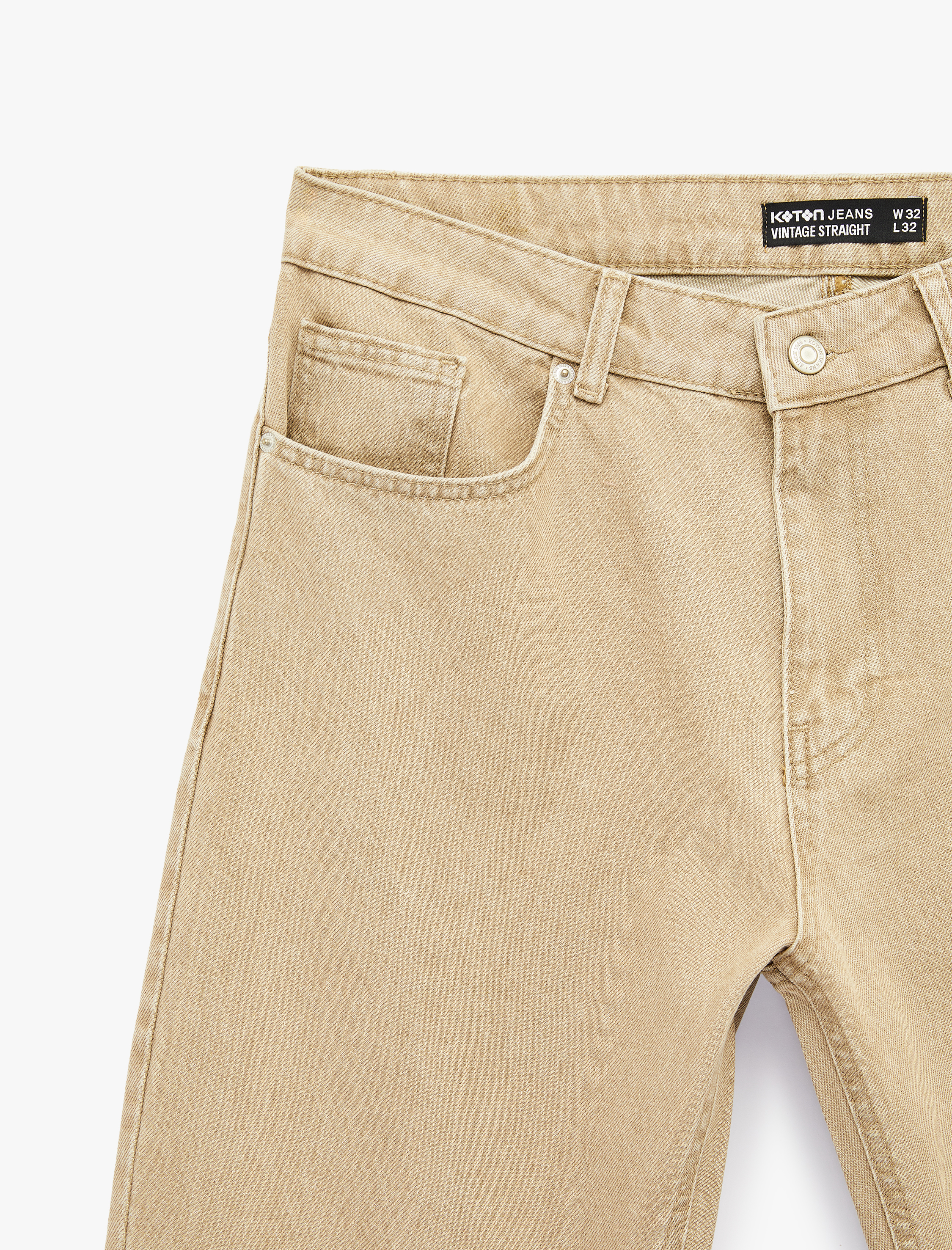   Normal Bel Pamuklu Vintage Straight Fit Jean Pantolon