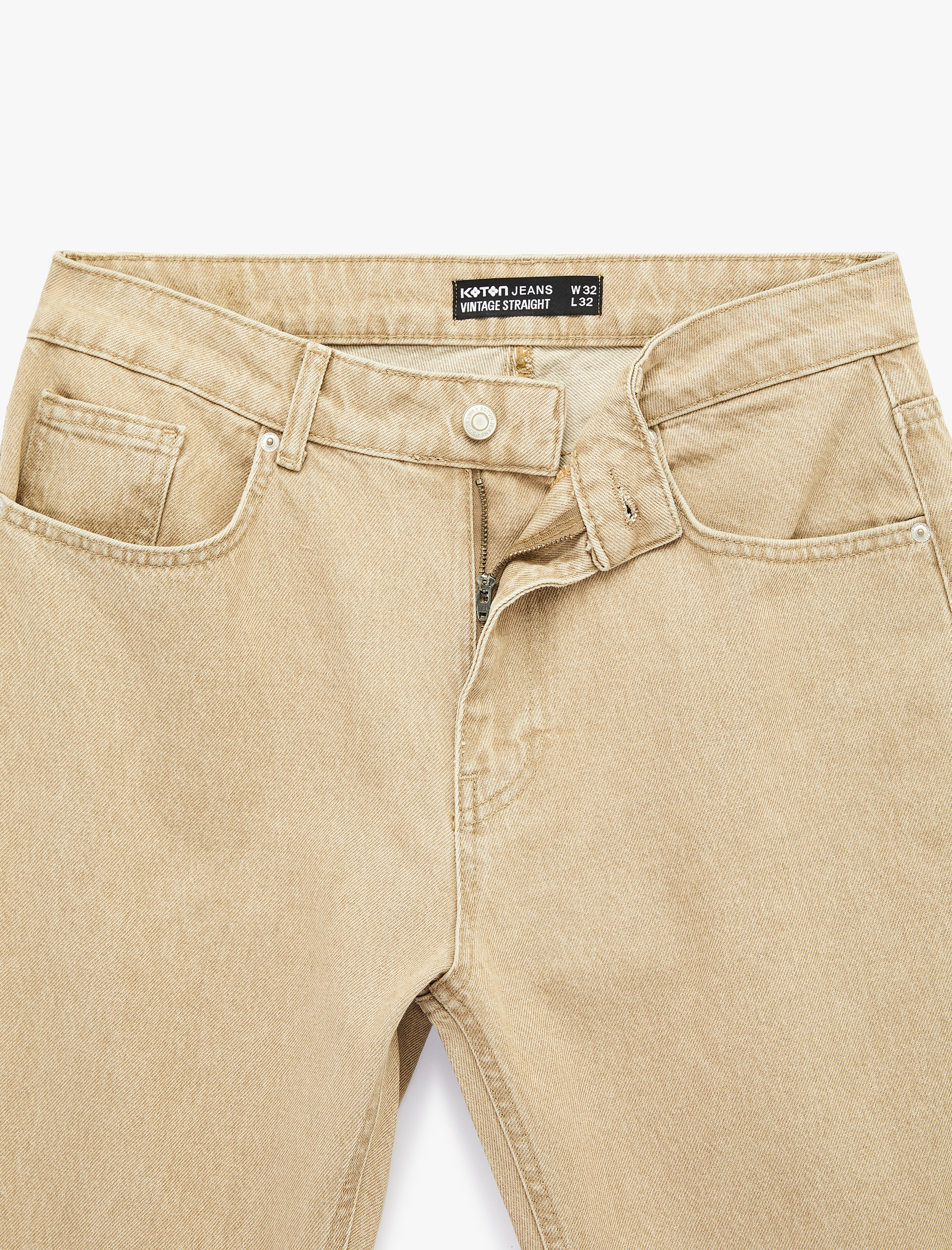   Normal Bel Pamuklu Vintage Straight Fit Jean Pantolon