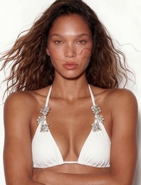 Taşlı Aksesuar Detaylı Üçgen Bikini Üstü