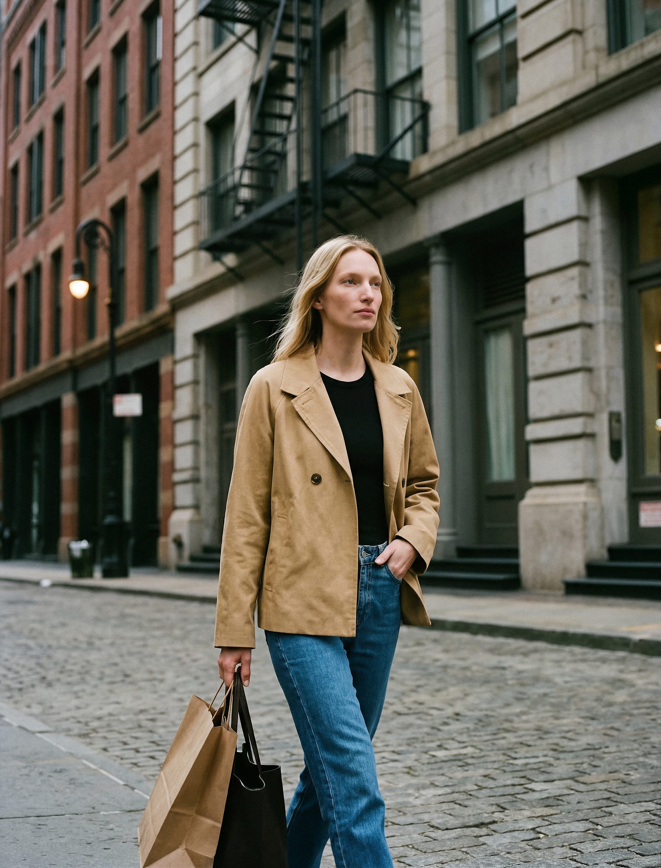   Uzun Kollu Düğmeli Gabardin Dik Yaka Oversize Kısa Trençkot